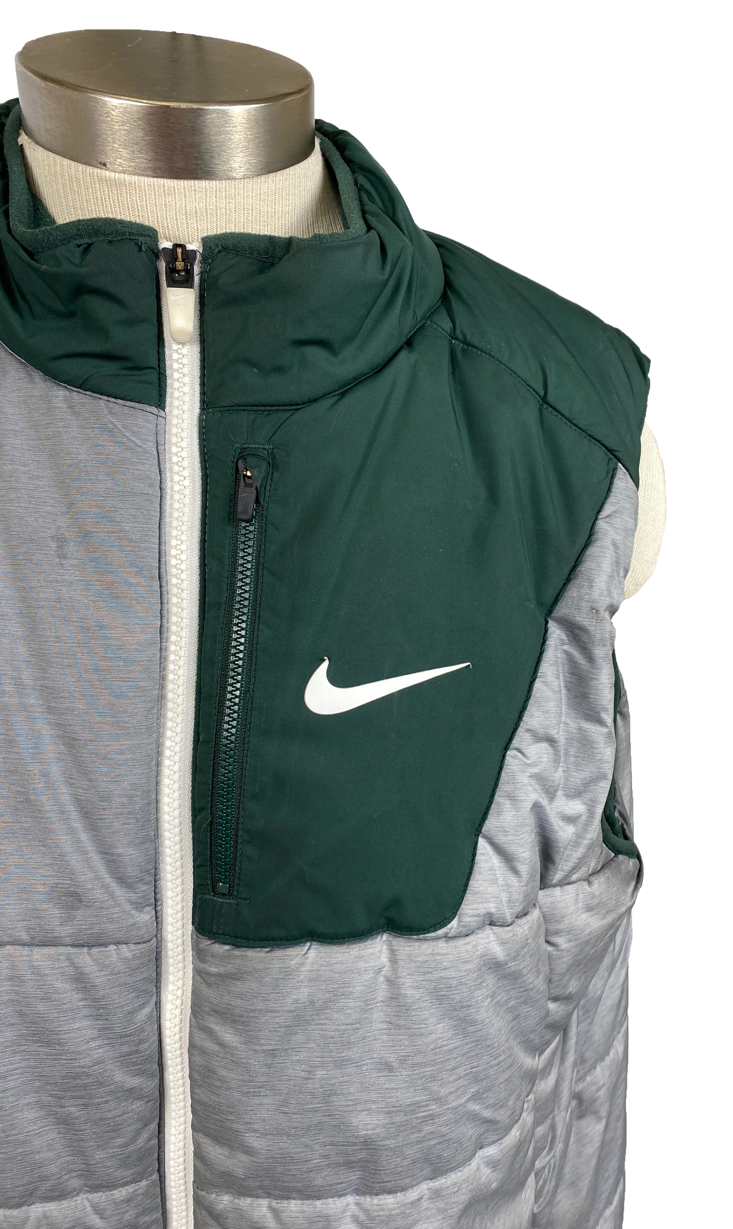 Nike MSU Gray and Green Puffer Vest Men's Size XL