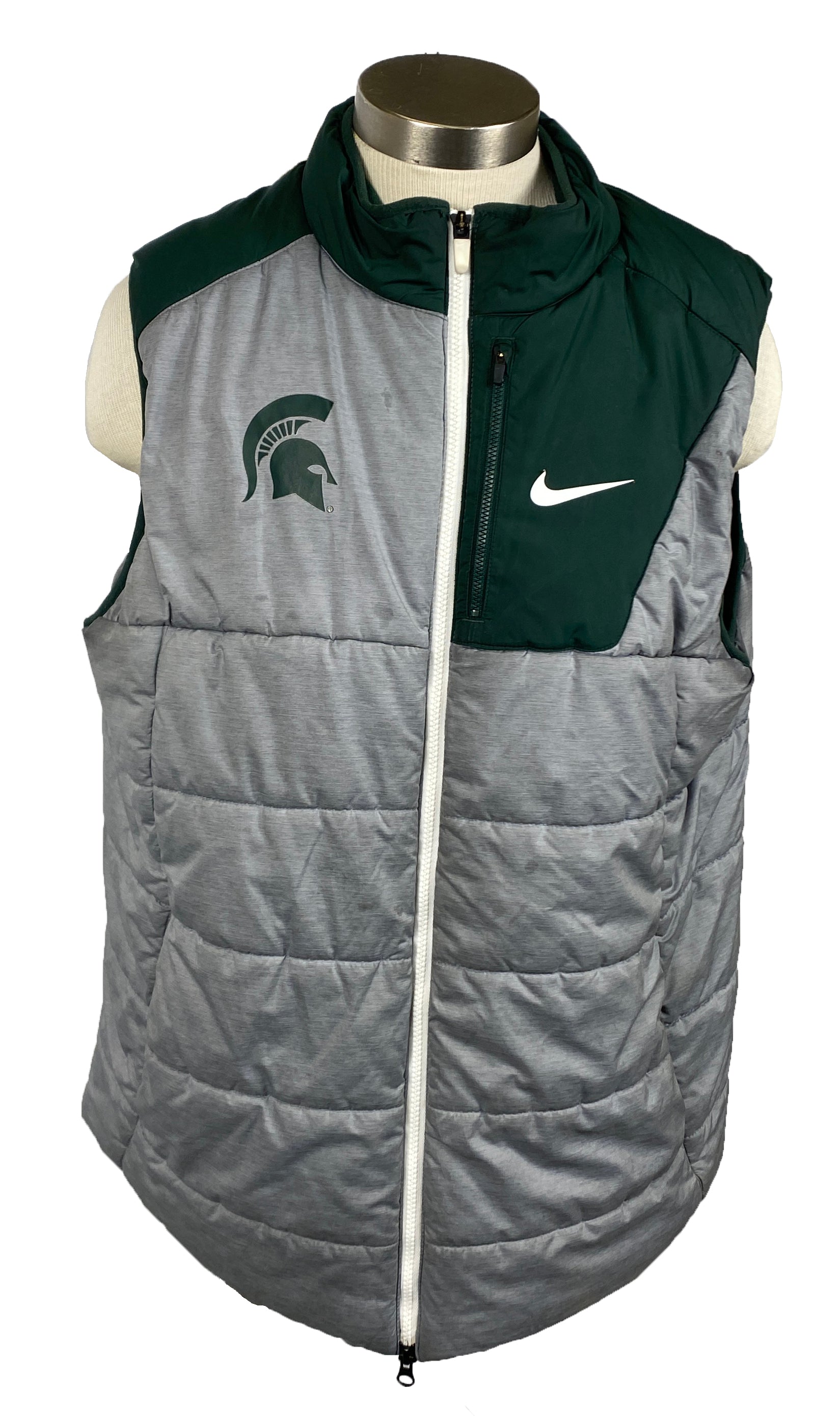 Nike MSU Gray and Green Puffer Vest Men's Size XL
