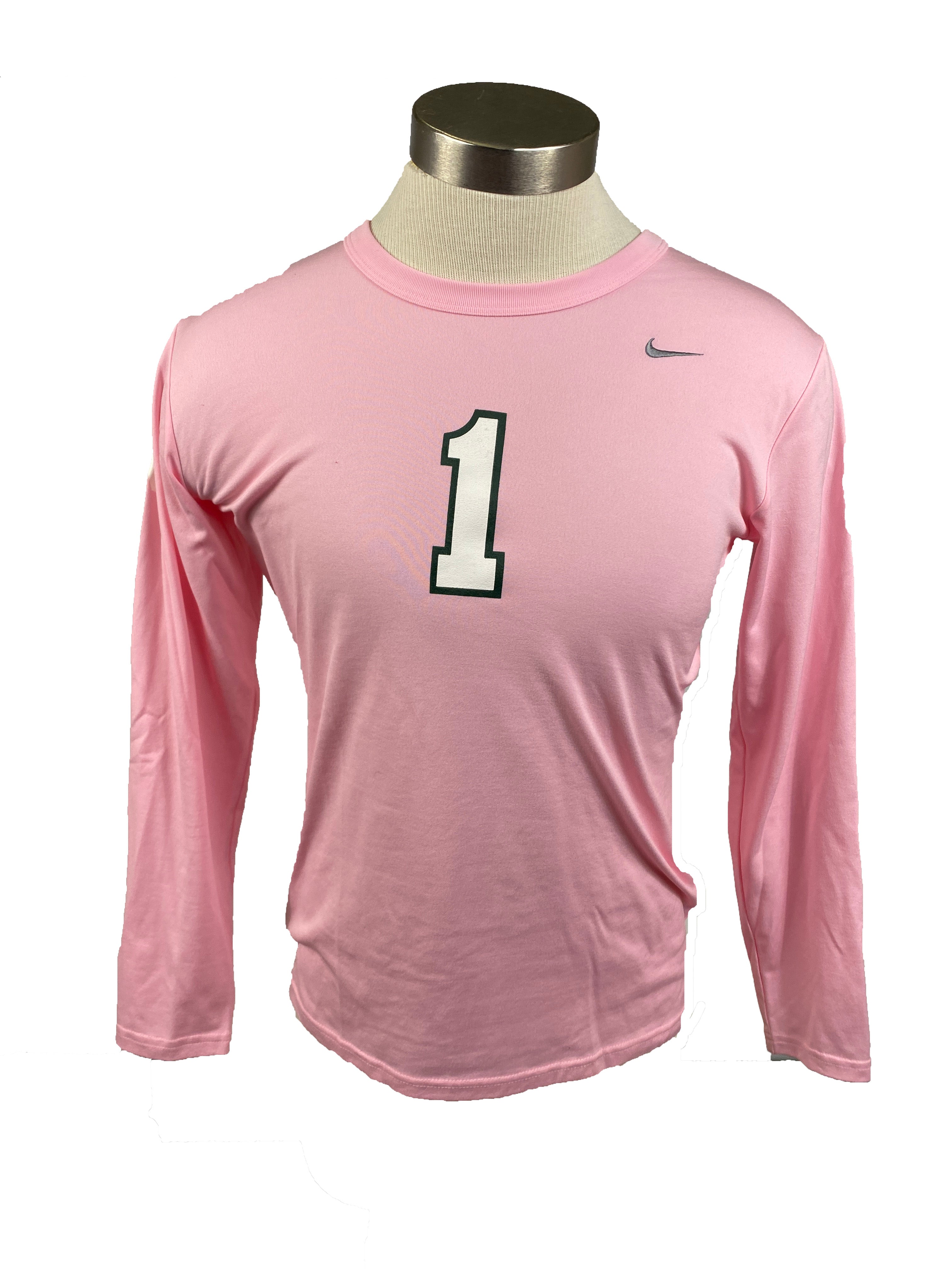 Nike Pink Spartan Brest Cancer Awareness Volleyball Long Sleeve Jersey #1 Women's Size L