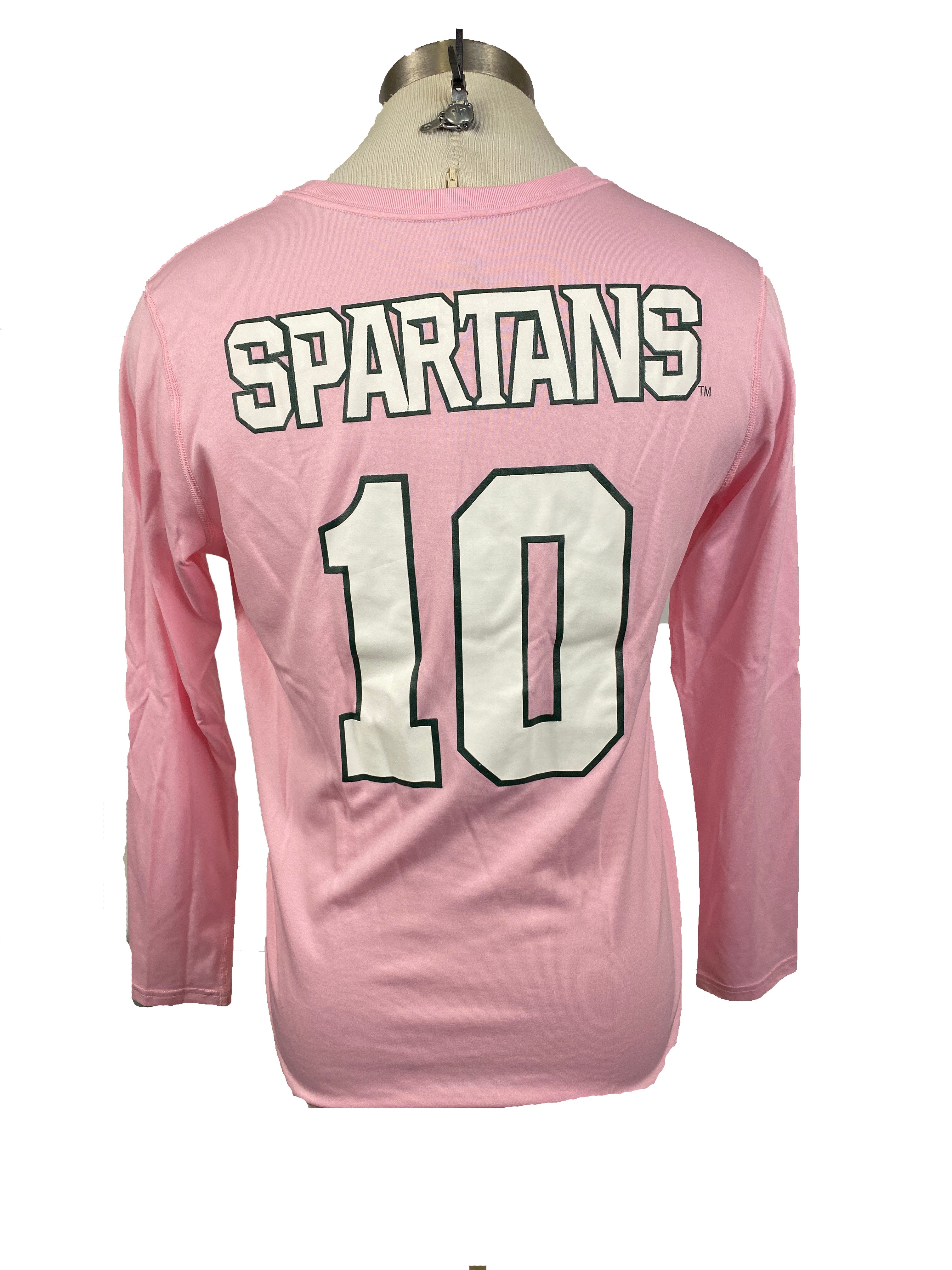 Nike Pink Spartan Brest Cancer Awareness Volleyball Long Sleeve Jersey #10 Women's Size L