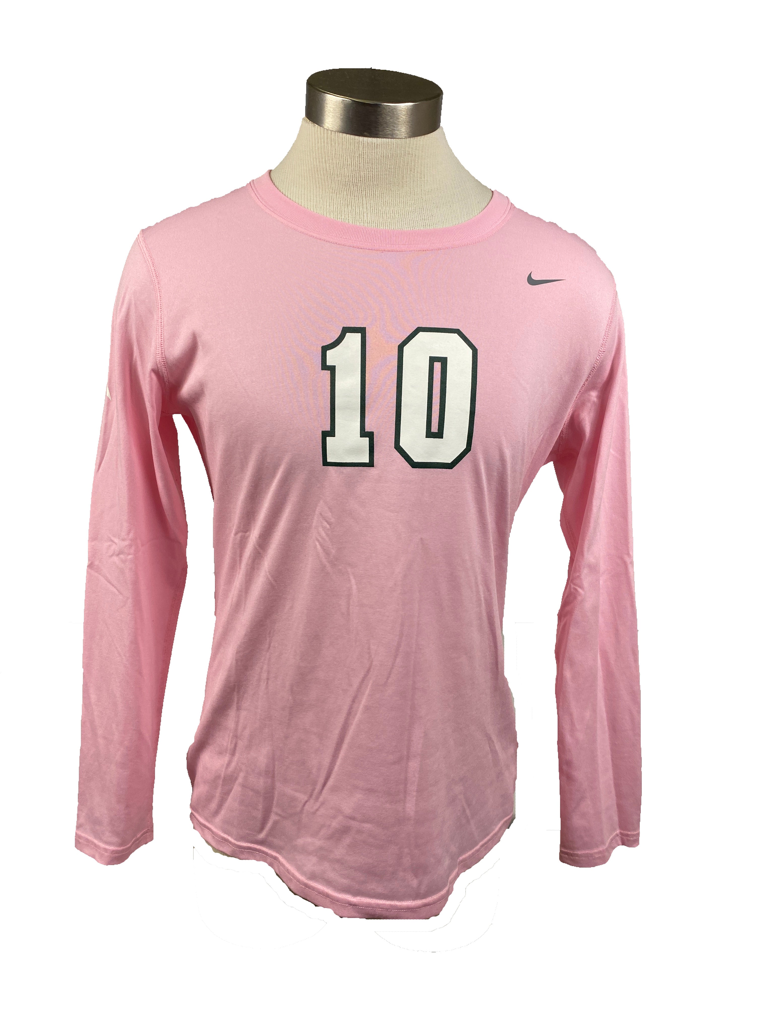 Nike Pink Spartan Brest Cancer Awareness Volleyball Long Sleeve Jersey #10 Women's Size L