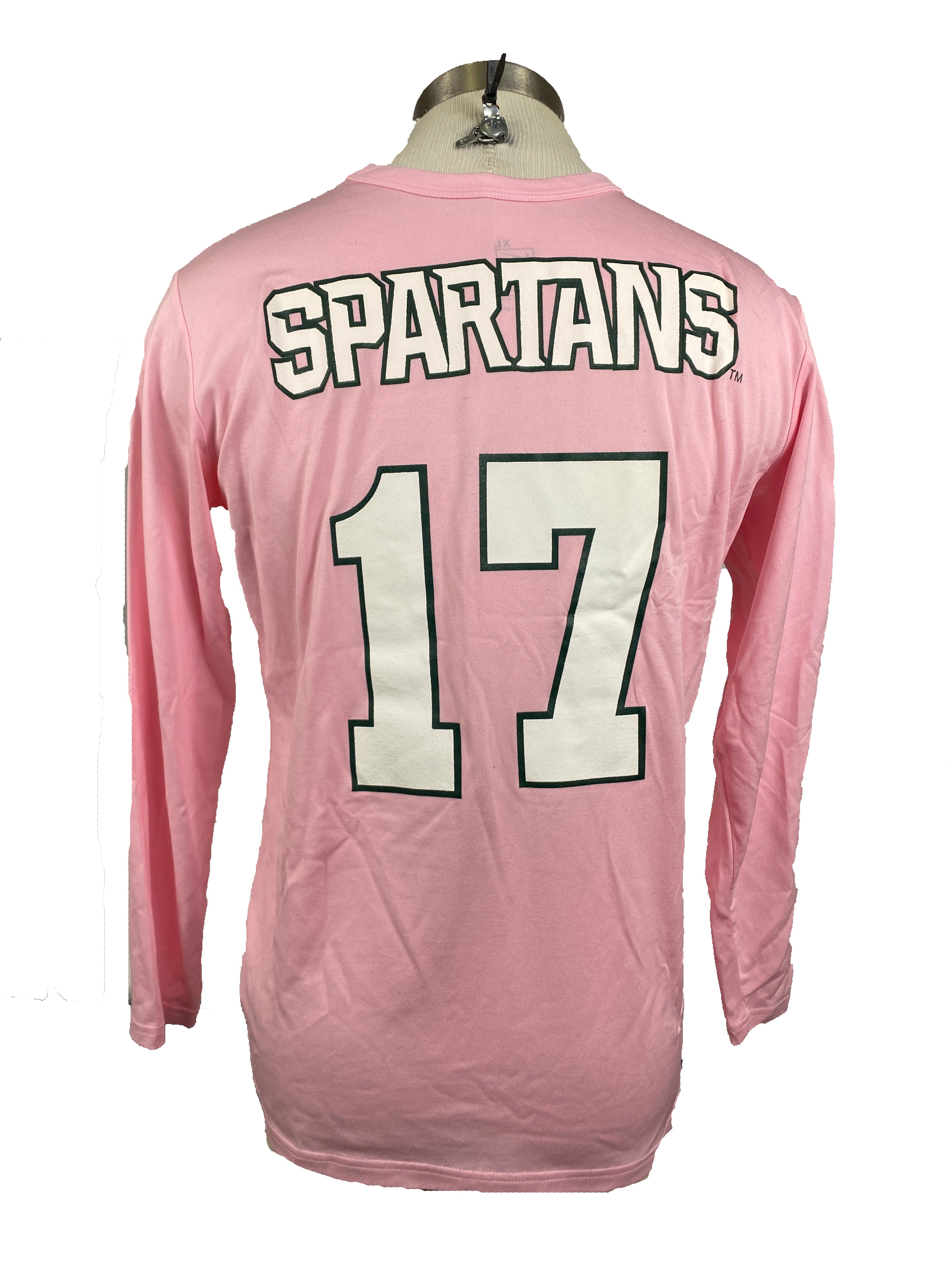 Nike Pink Spartan Brest Cancer Awareness Volleyball Long Sleeve Jersey #17 Women's Size XL