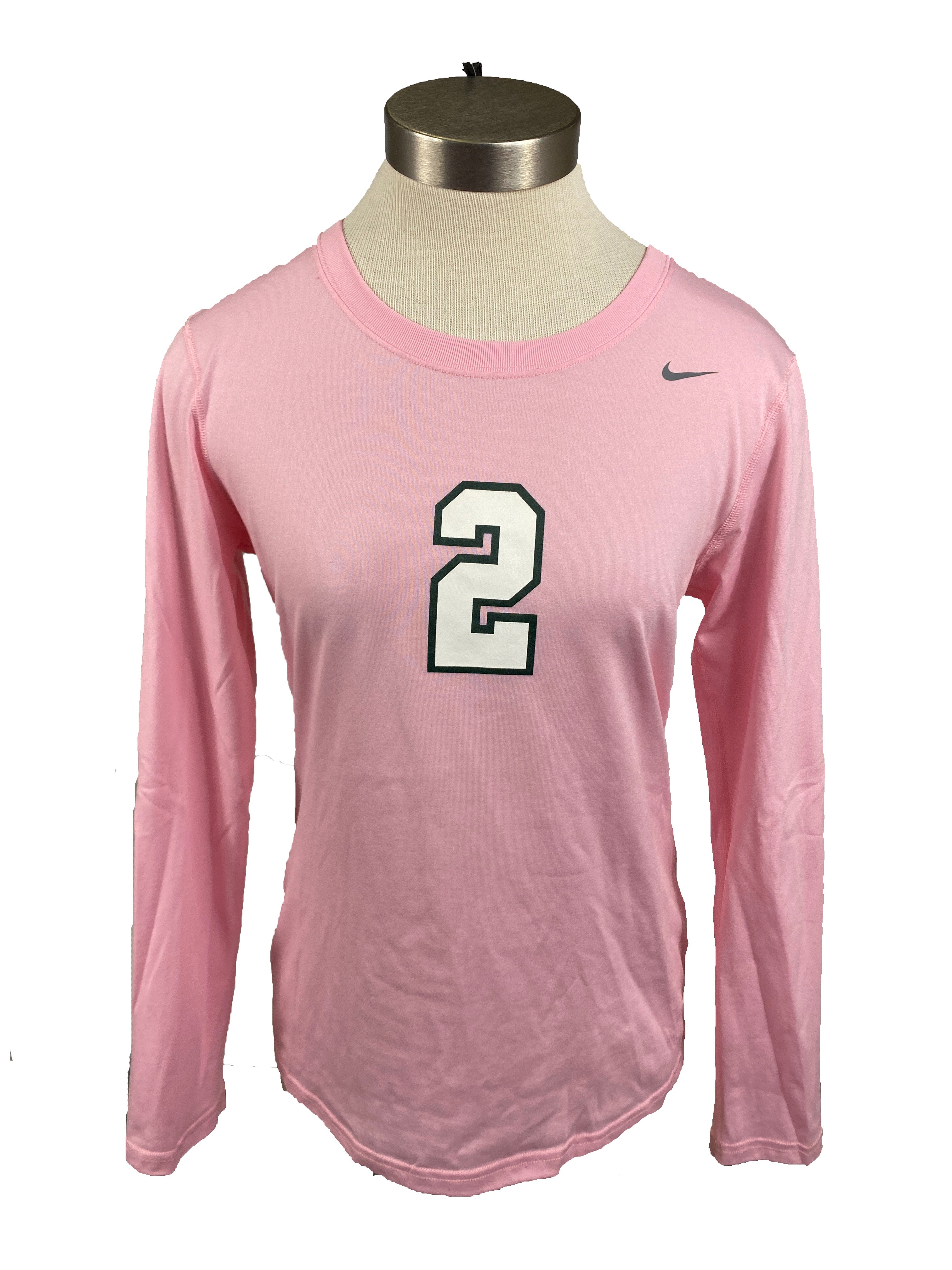 Nike Pink Spartan Brest Cancer Awareness Volleyball Long Sleeve Jersey #2 Women's Size S