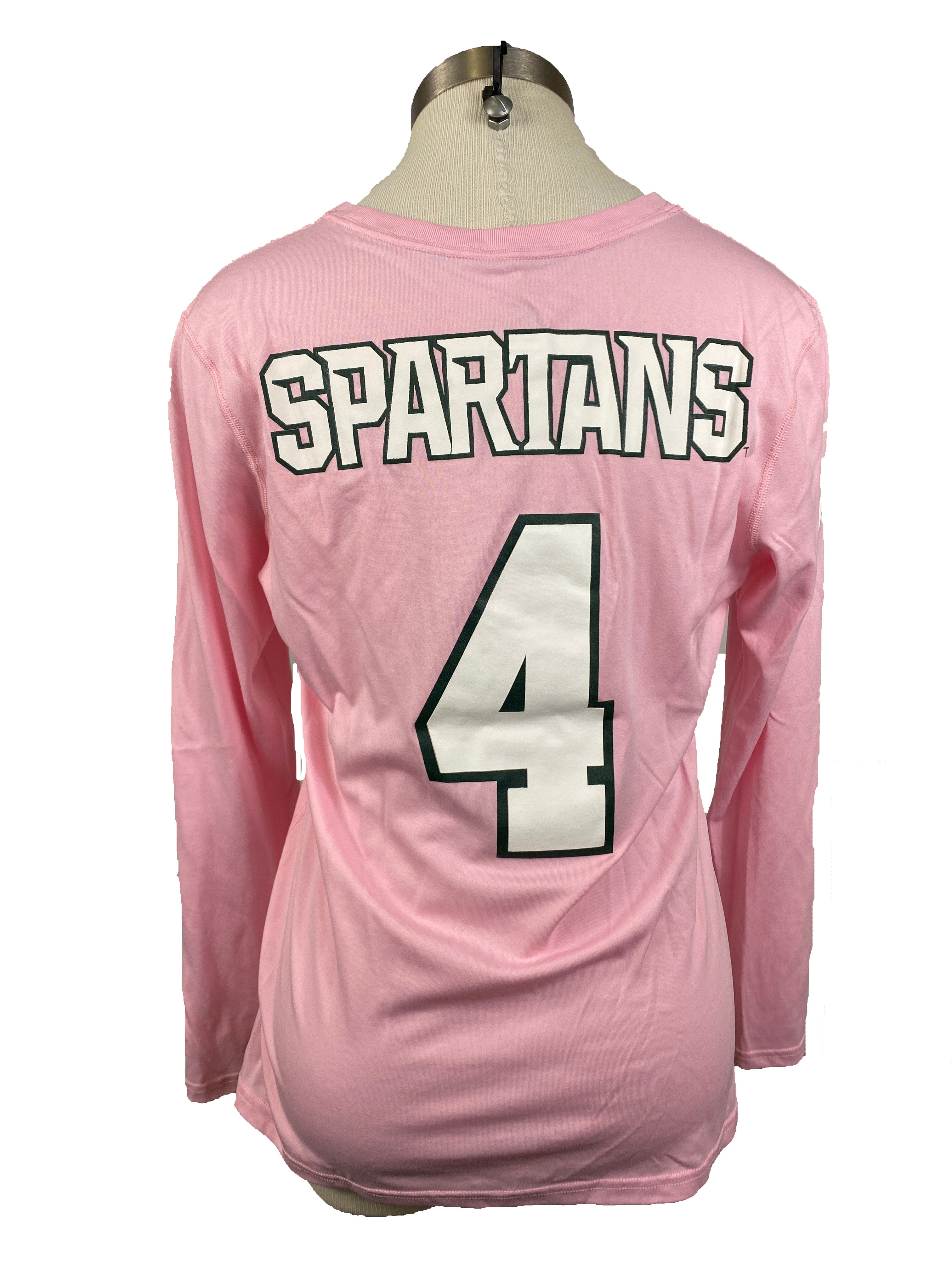 Nike Pink Spartan Brest Cancer Awareness Volleyball Long Sleeve Jersey #4 Women's Size M