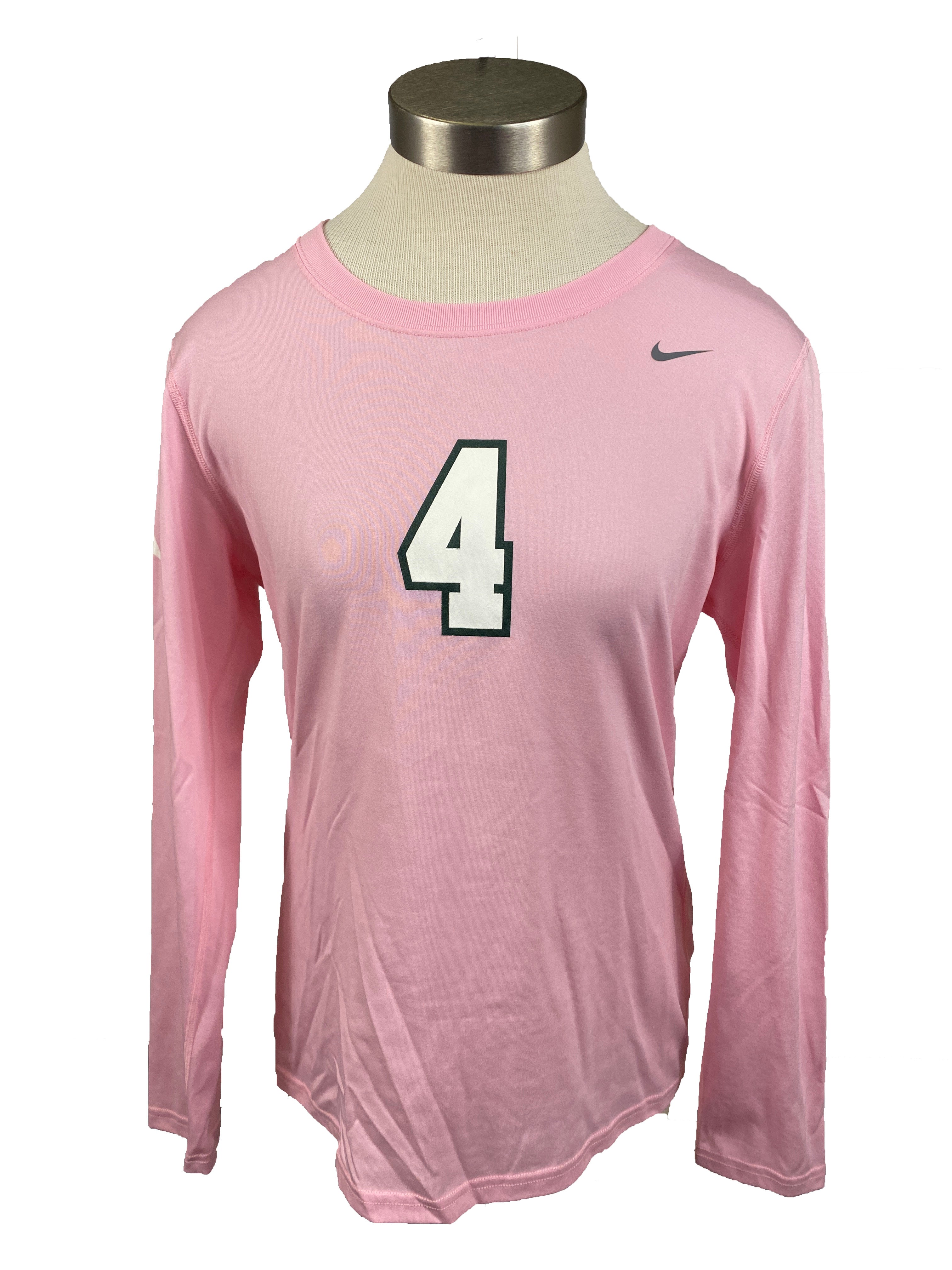 Nike Pink Spartan Brest Cancer Awareness Volleyball Long Sleeve Jersey #4 Women's Size M