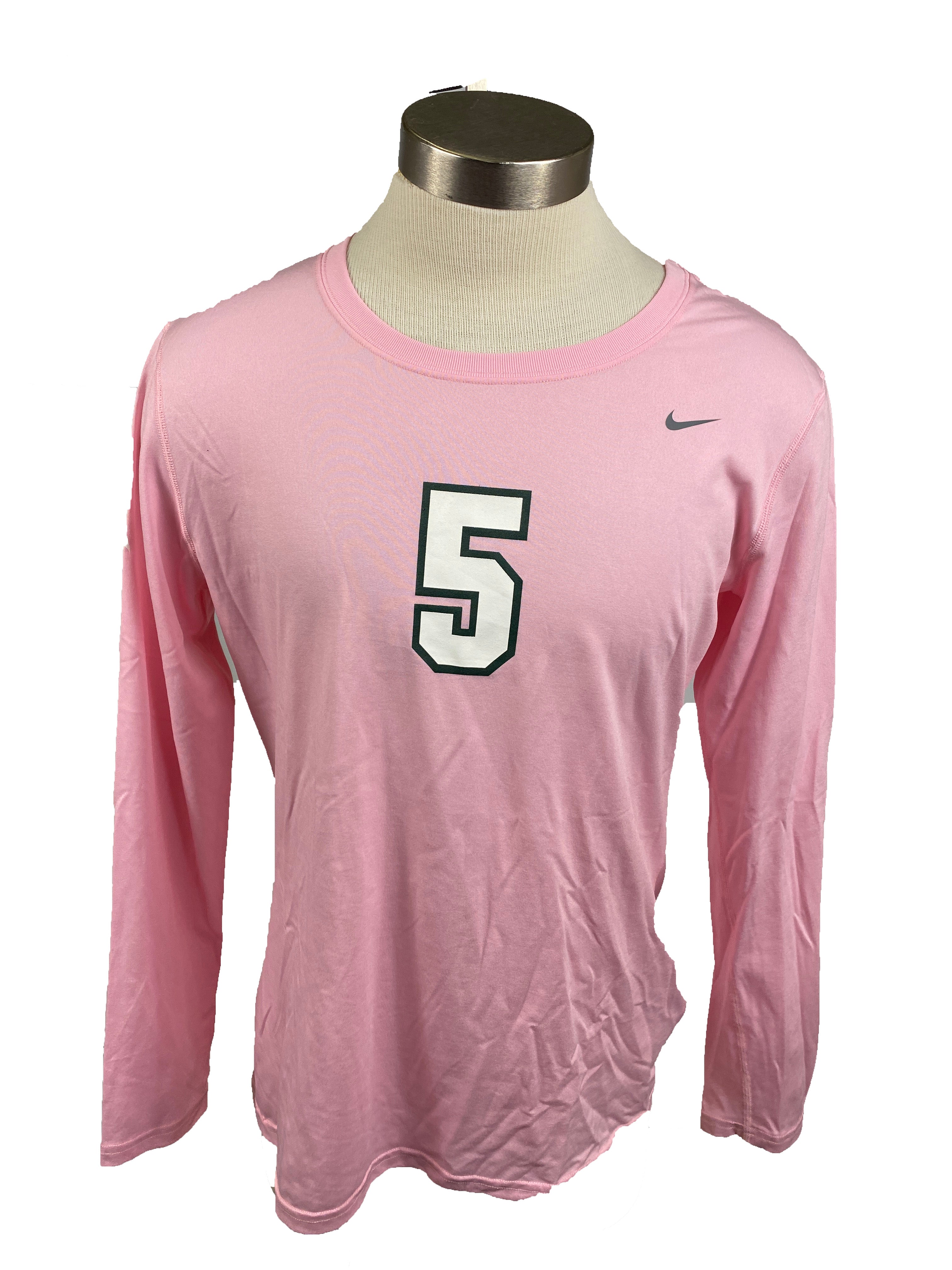 Nike Pink Spartan Brest Cancer Awareness Volleyball Long Sleeve Jersey #5 Women's Size L