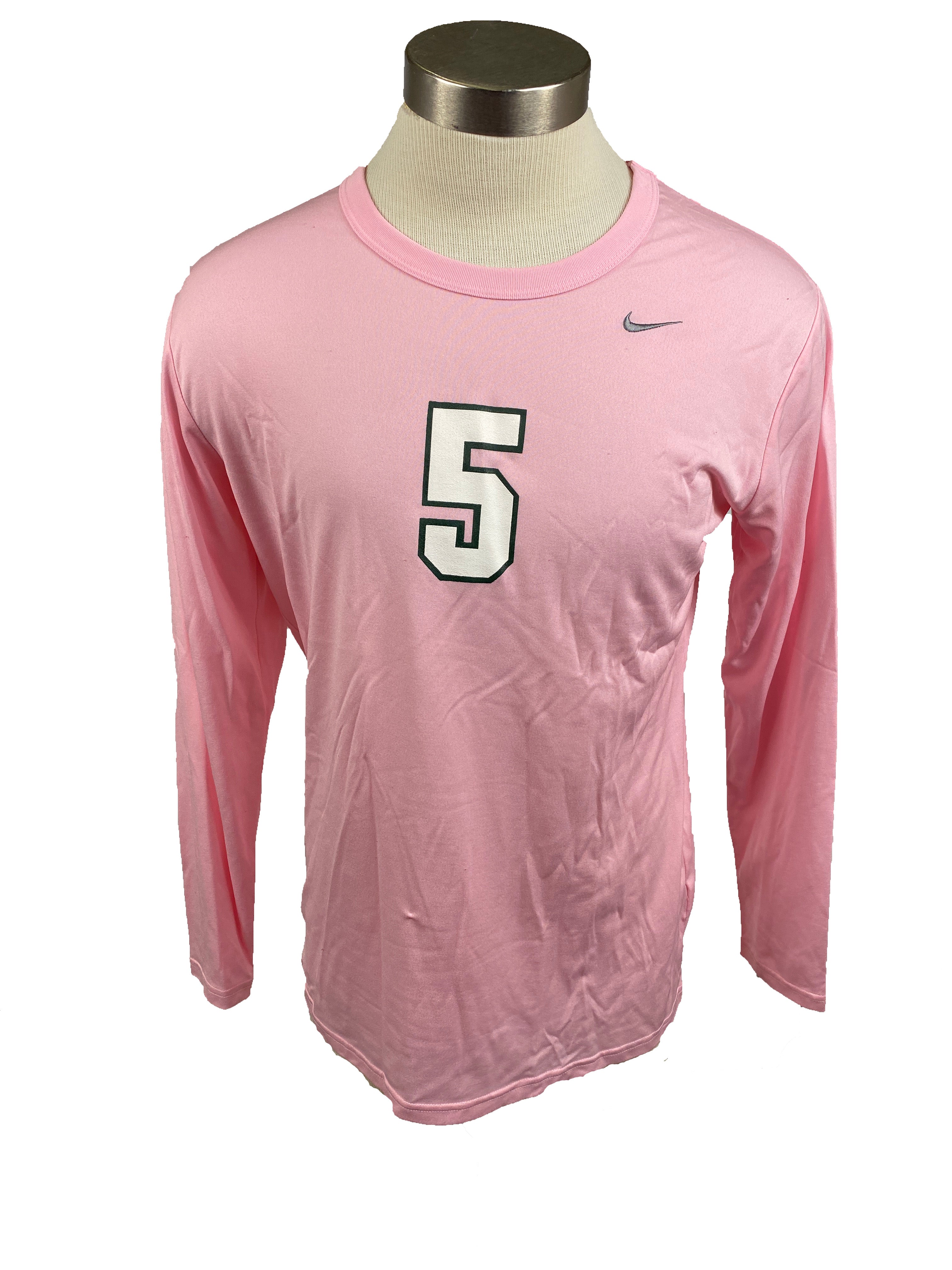 Nike Pink Spartan Brest Cancer Awareness Volleyball Long Sleeve Jersey #5 Women's Size XL