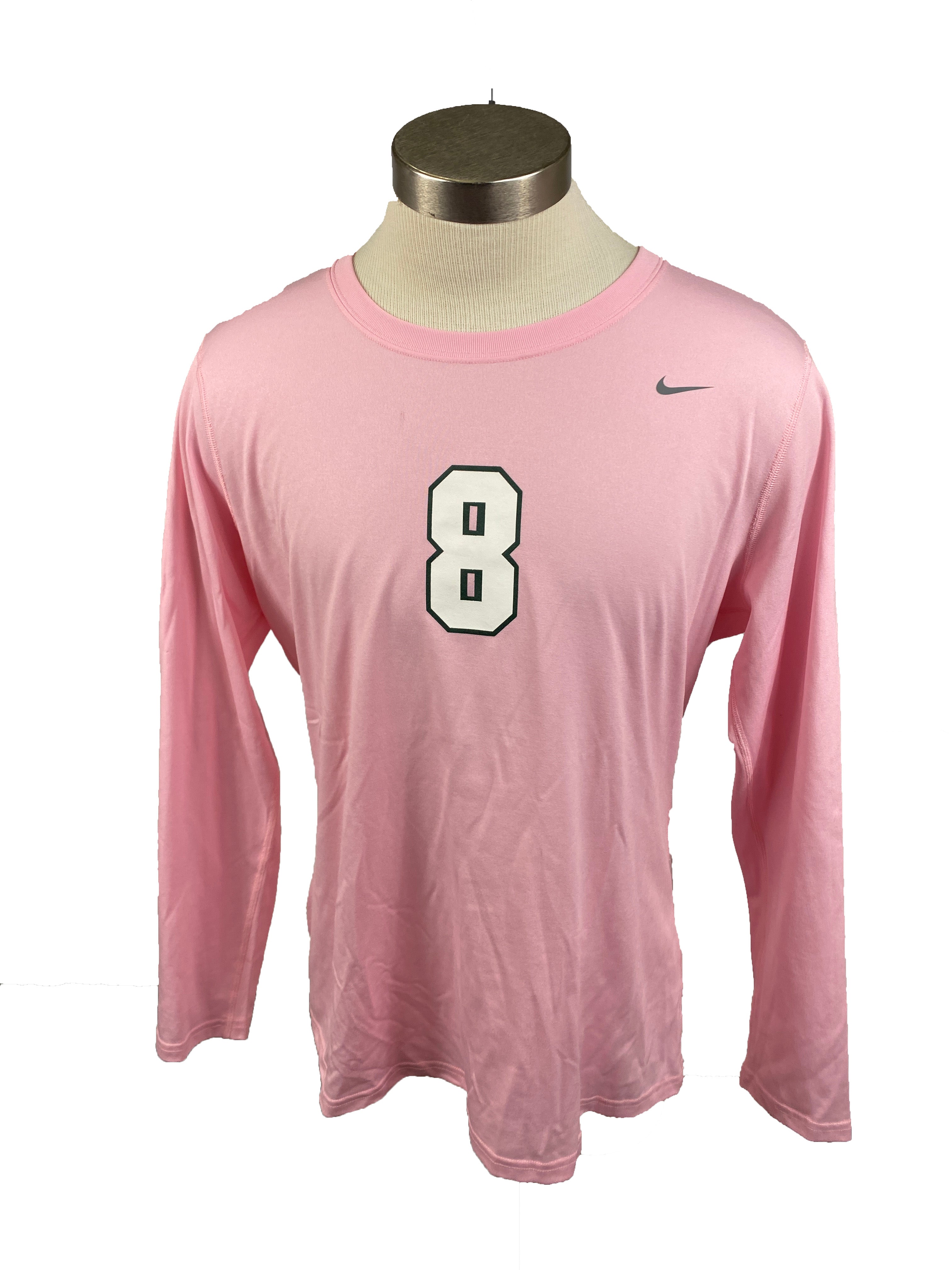 Nike Pink Spartan Brest Cancer Awareness Volleyball Long Sleeve Jersey #8 Women's Size XL
