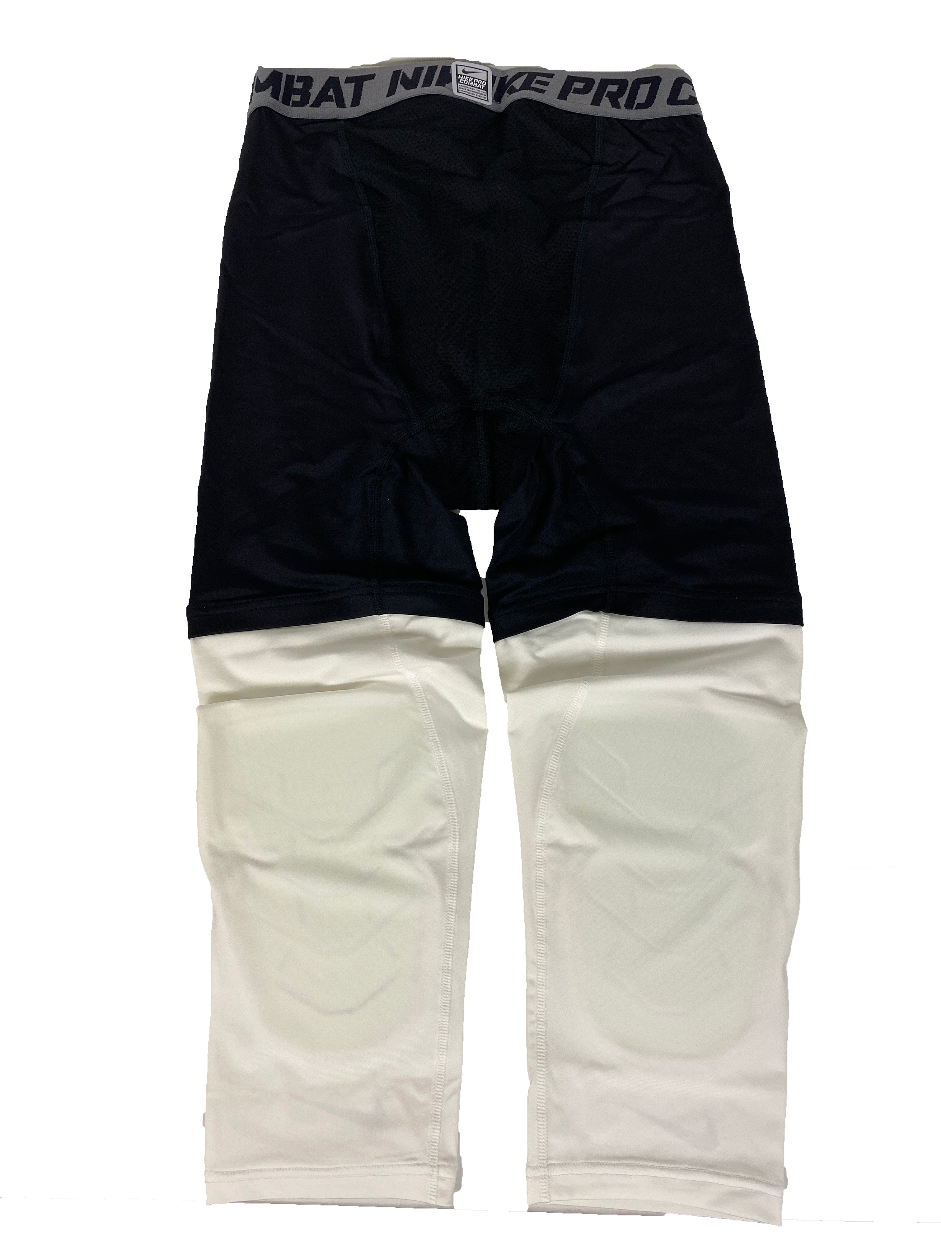 Nike Pro Black and White Compression Tights Leggings Knee Pads Men’s L-Tall *NEW*