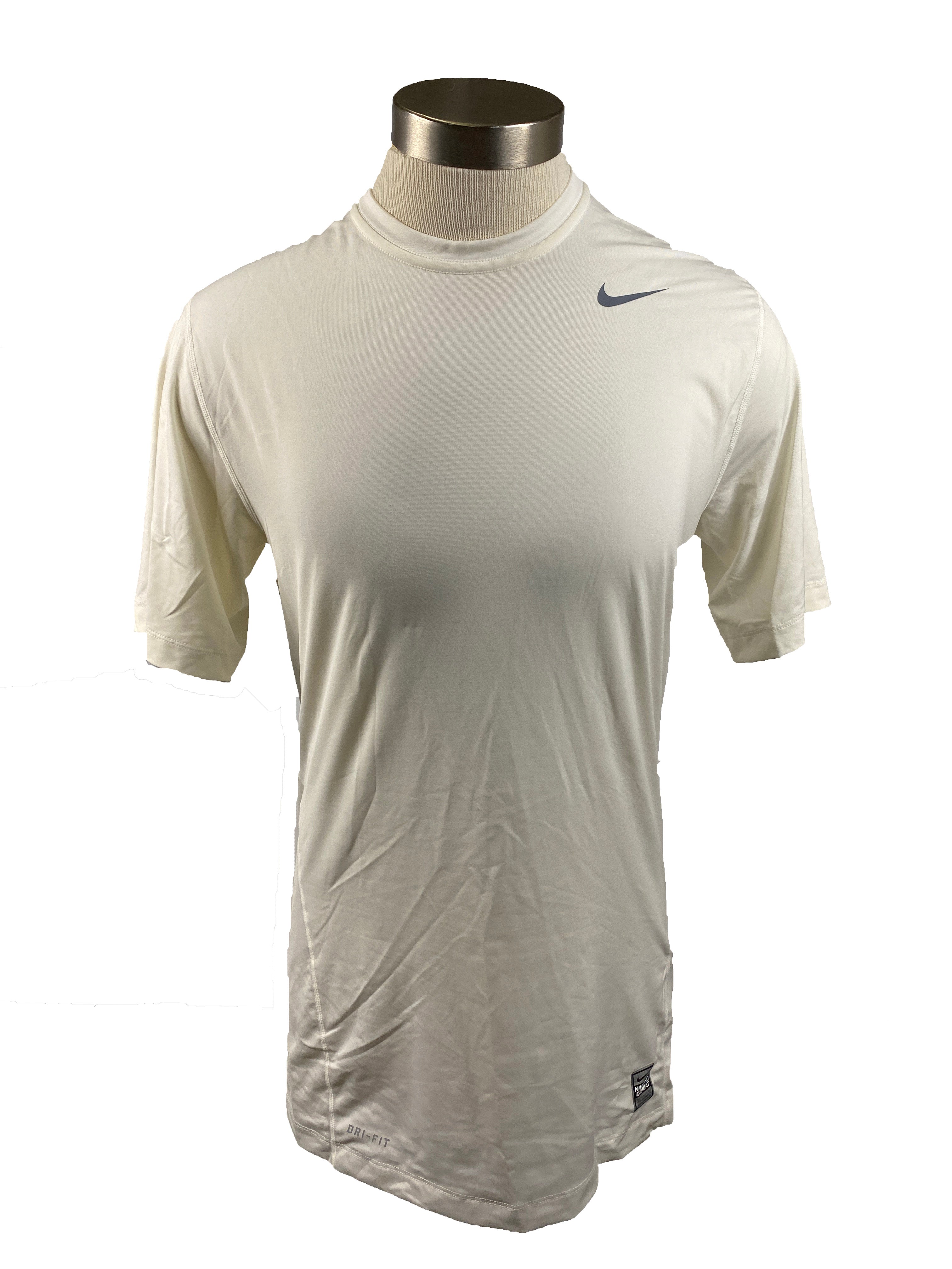 Nike Pro Dri-Fit Combat White Short Sleeve Shirt Fitted Men's Size M-Tall *NEW*