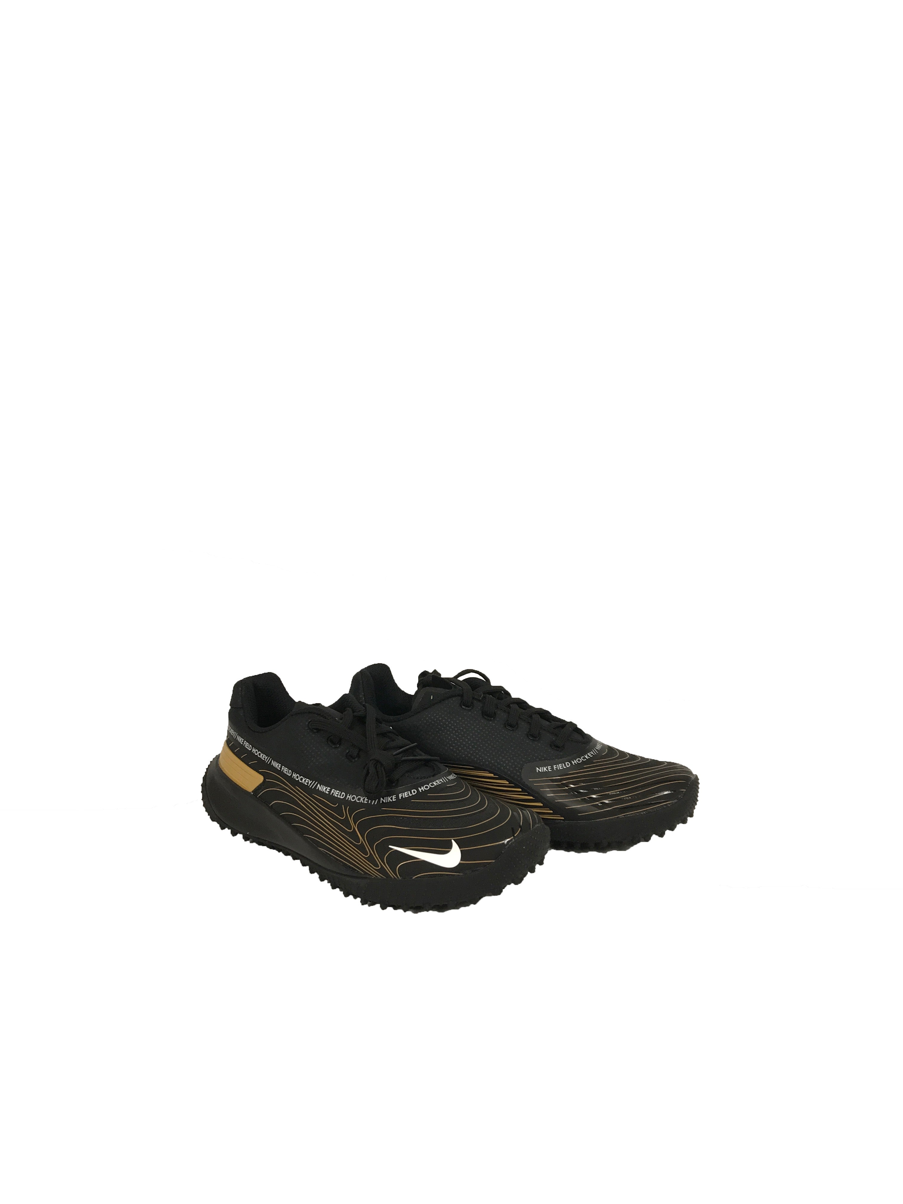 Nike Vapor Drive Black, White and Gold Field Hockey Cleats Women's Size 7.5 Men's Size 6