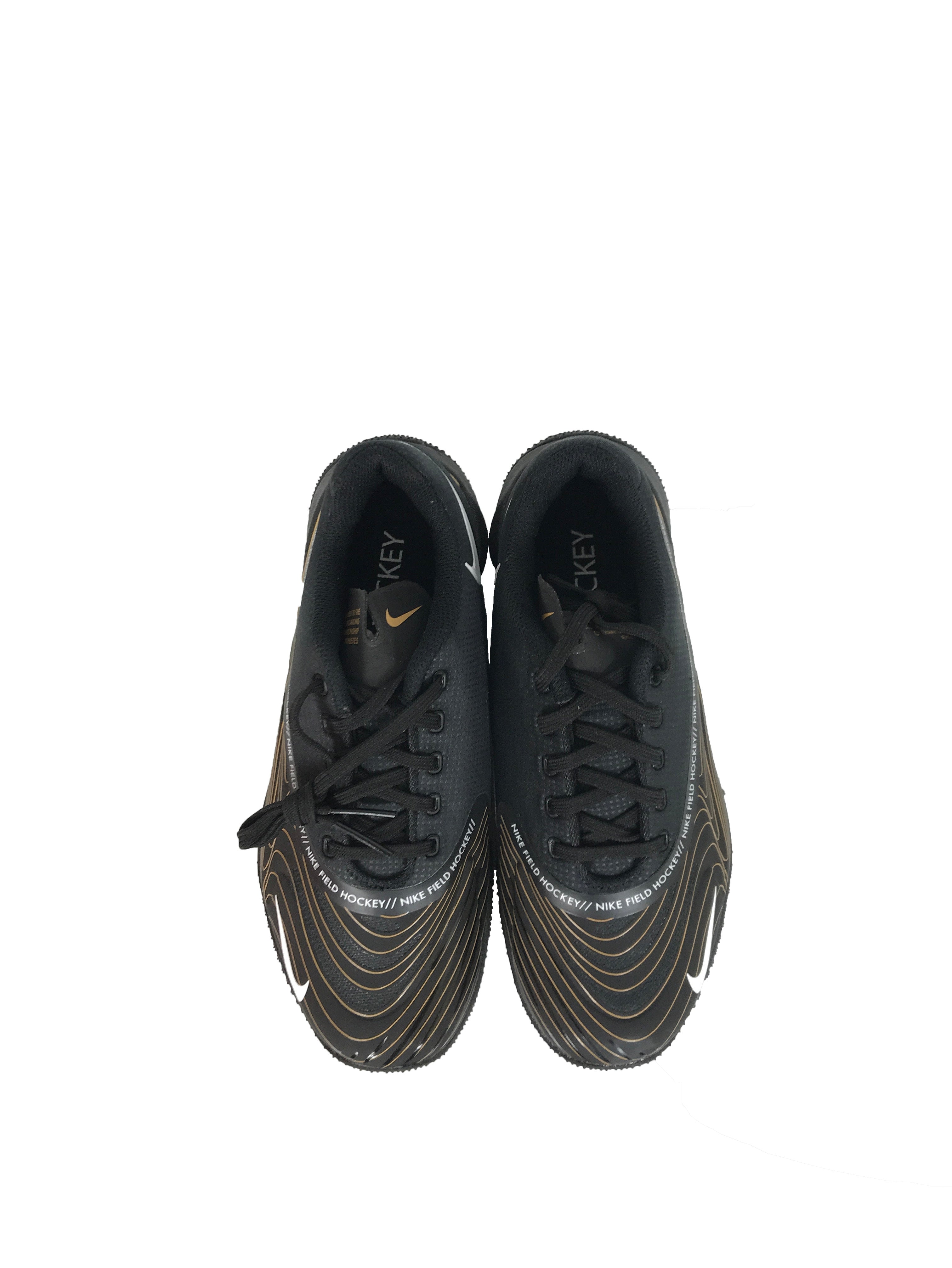 Nike Vapor Drive Black, White and Gold Field Hockey Cleats Women's Size 7.5 Men's Size 6