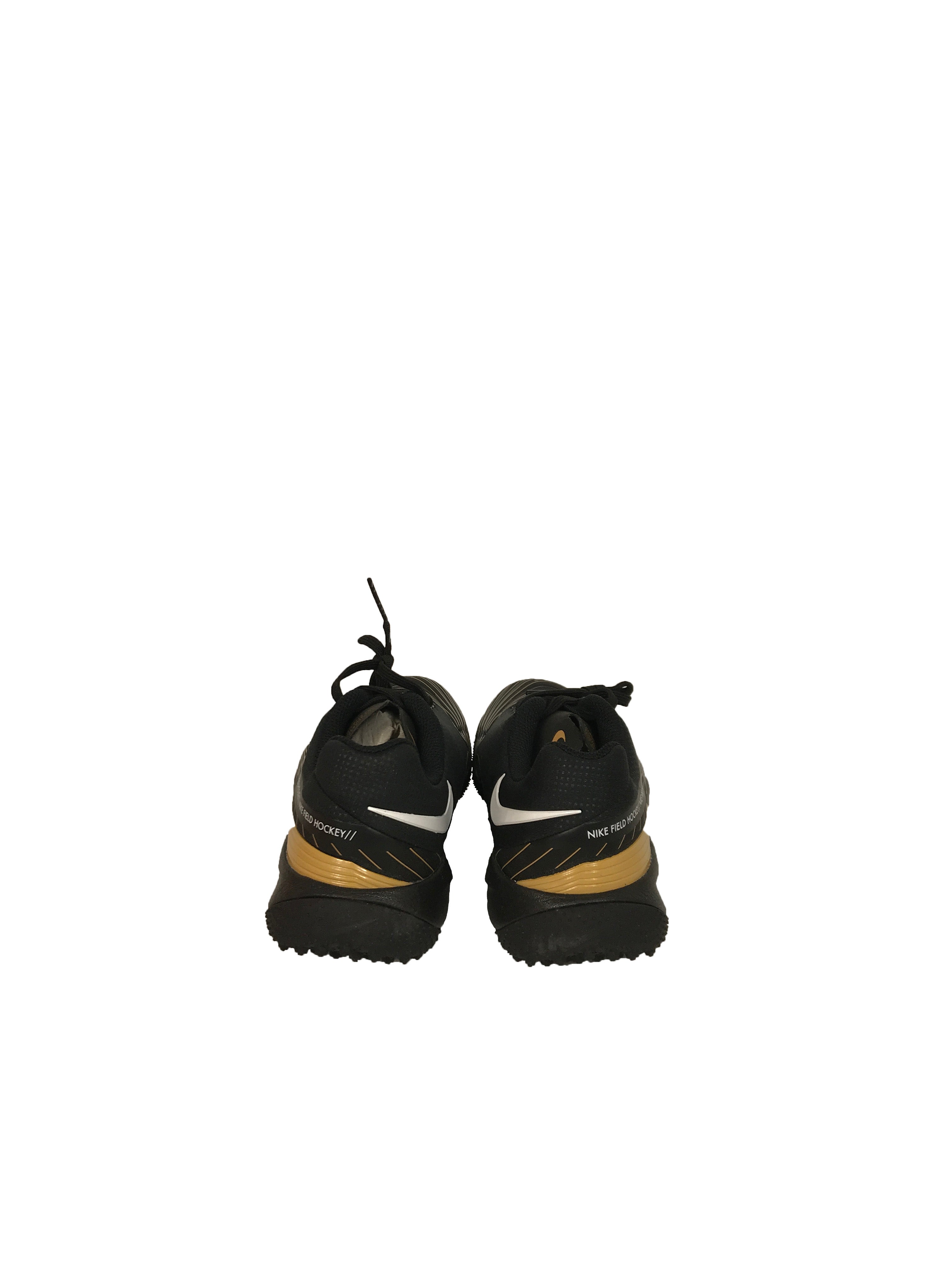 Nike Vapor Drive Black, White and Gold Field Hockey Cleats Women's Size 7.5 Men's Size 6