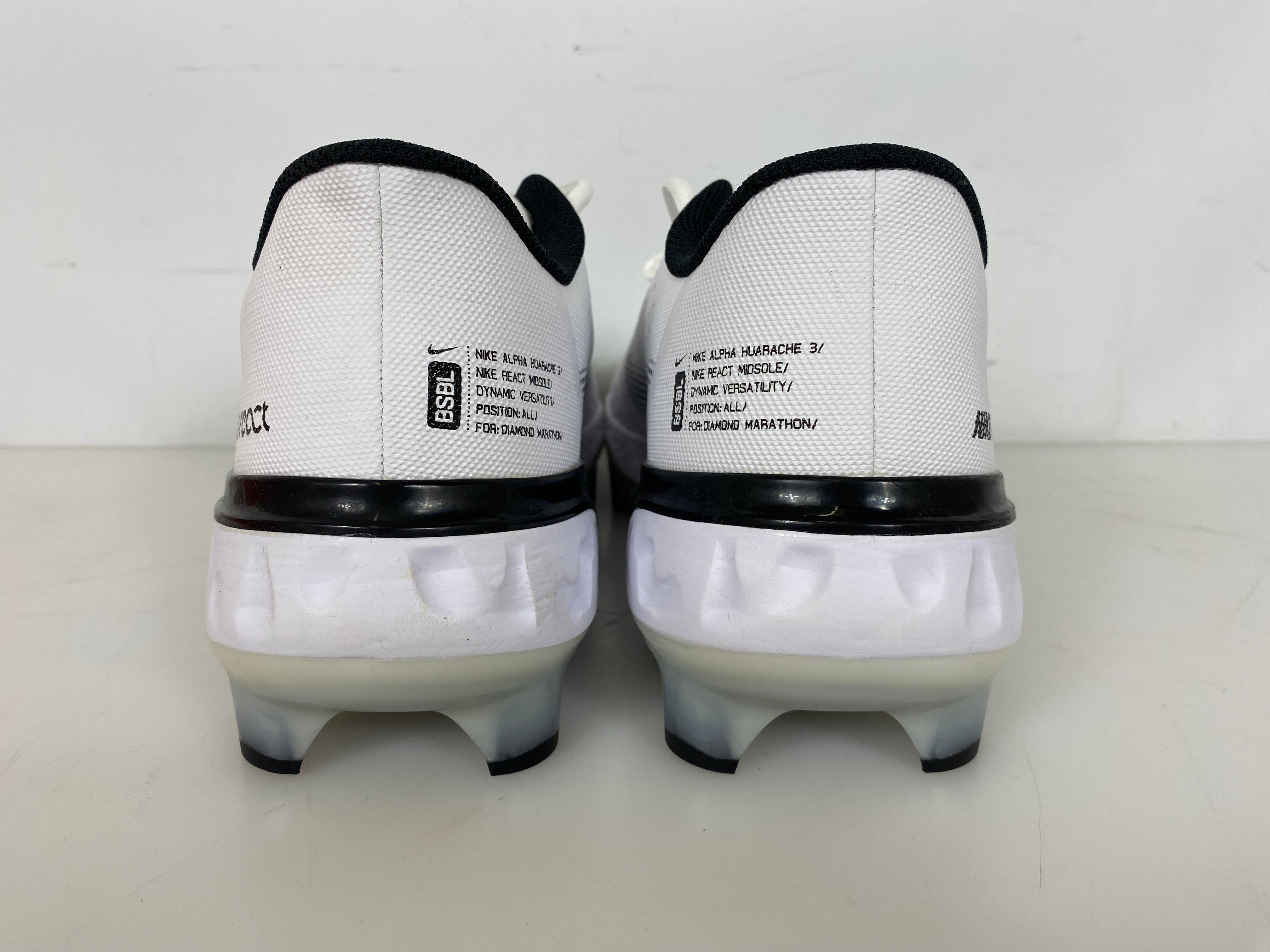 Nike White and Black Alpha Hurache Elite 3 Low MCS Gen FS Baseball Cleats Men's Size 12