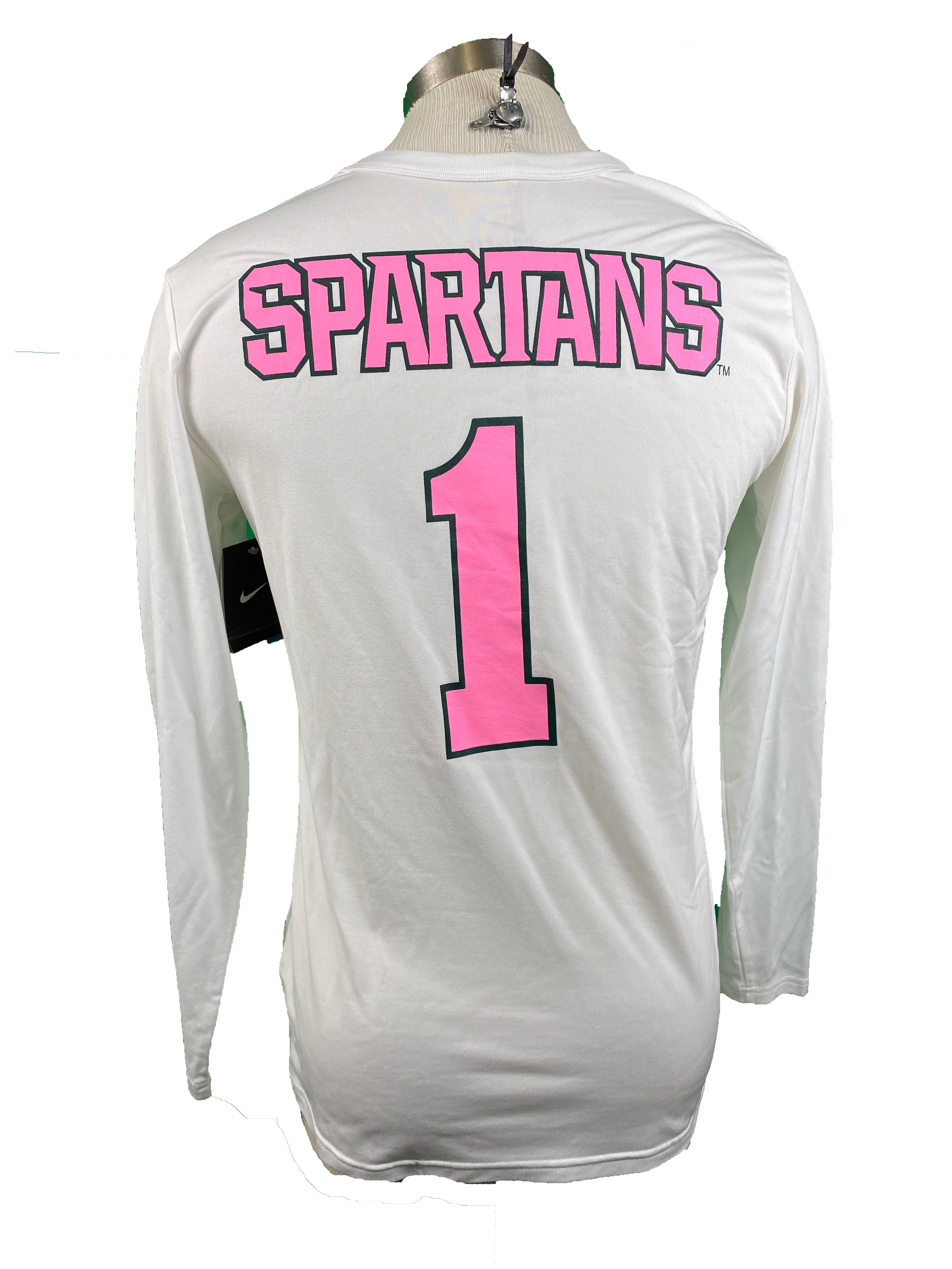 Nike White Breast Cancer Awareness Volleyball Long Sleeve Jersey #1 Women's Size L