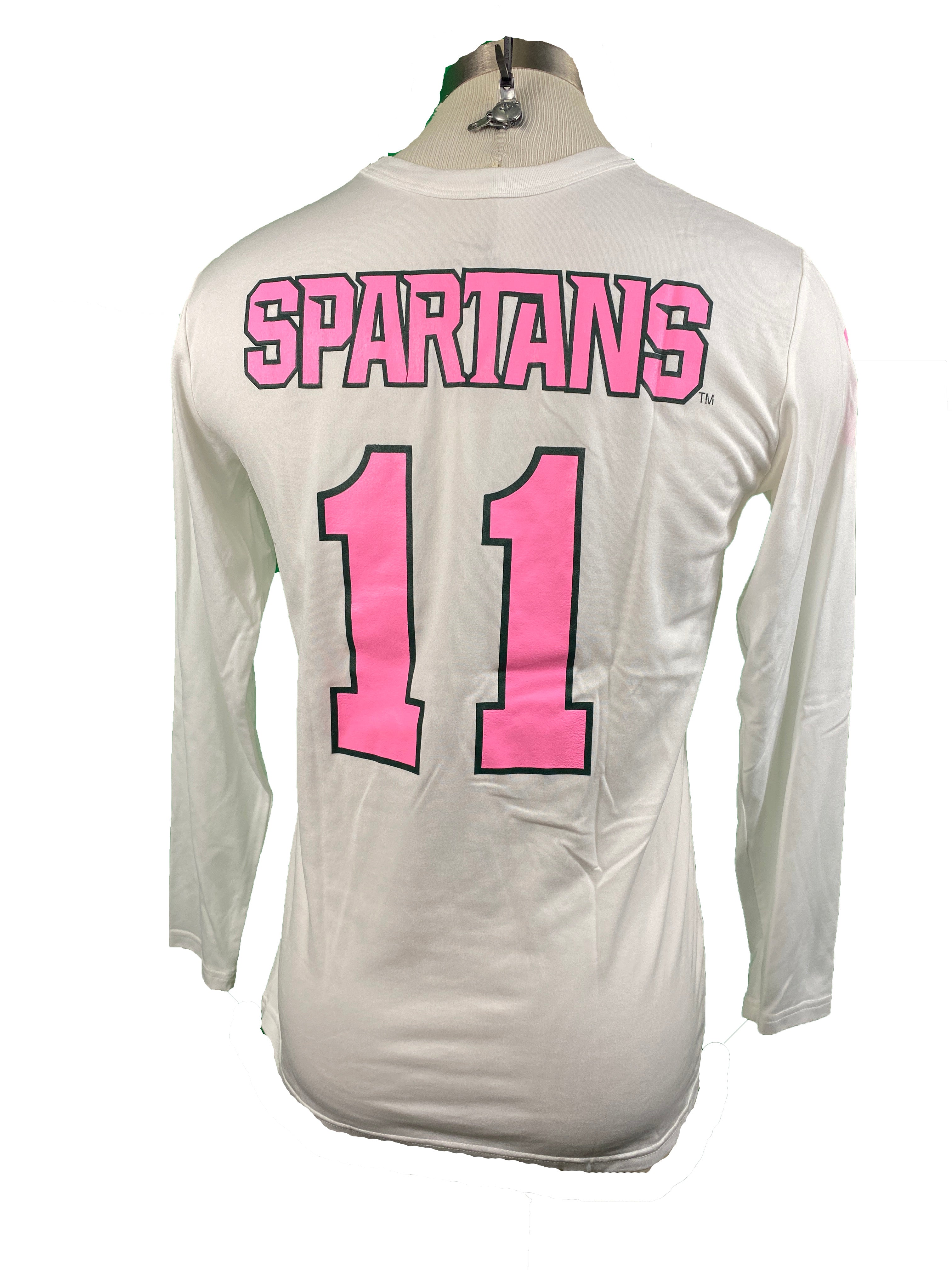 Nike White Breast Cancer Awareness Volleyball Long Sleeve Jersey #11 Women's Size L