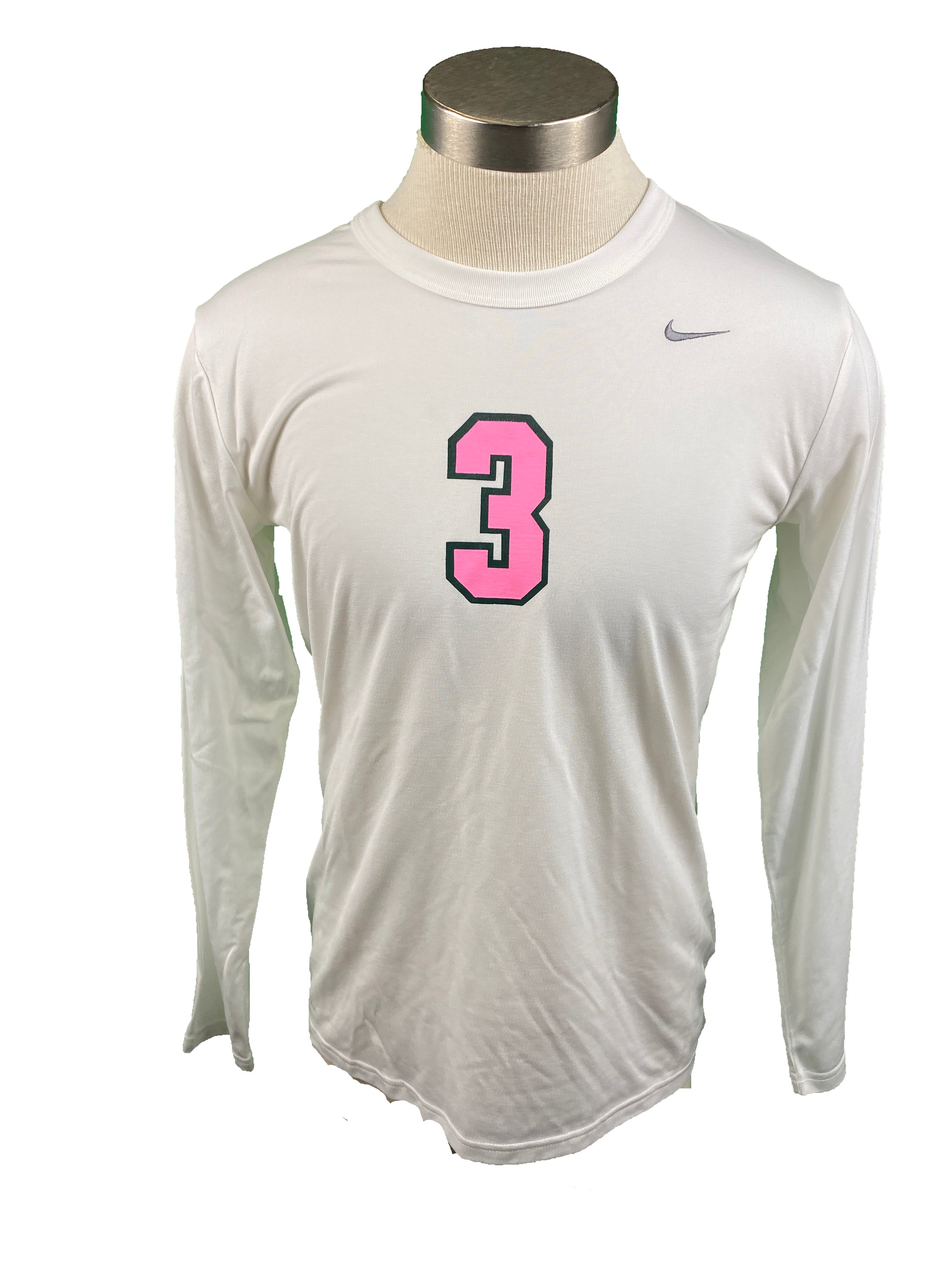 Nike White Breast Cancer Awareness Volleyball Long Sleeve Jersey #3 Women's Size L
