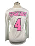 Nike White Breast Cancer Awareness Volleyball Long Sleeve Jersey #4 Women's Size M