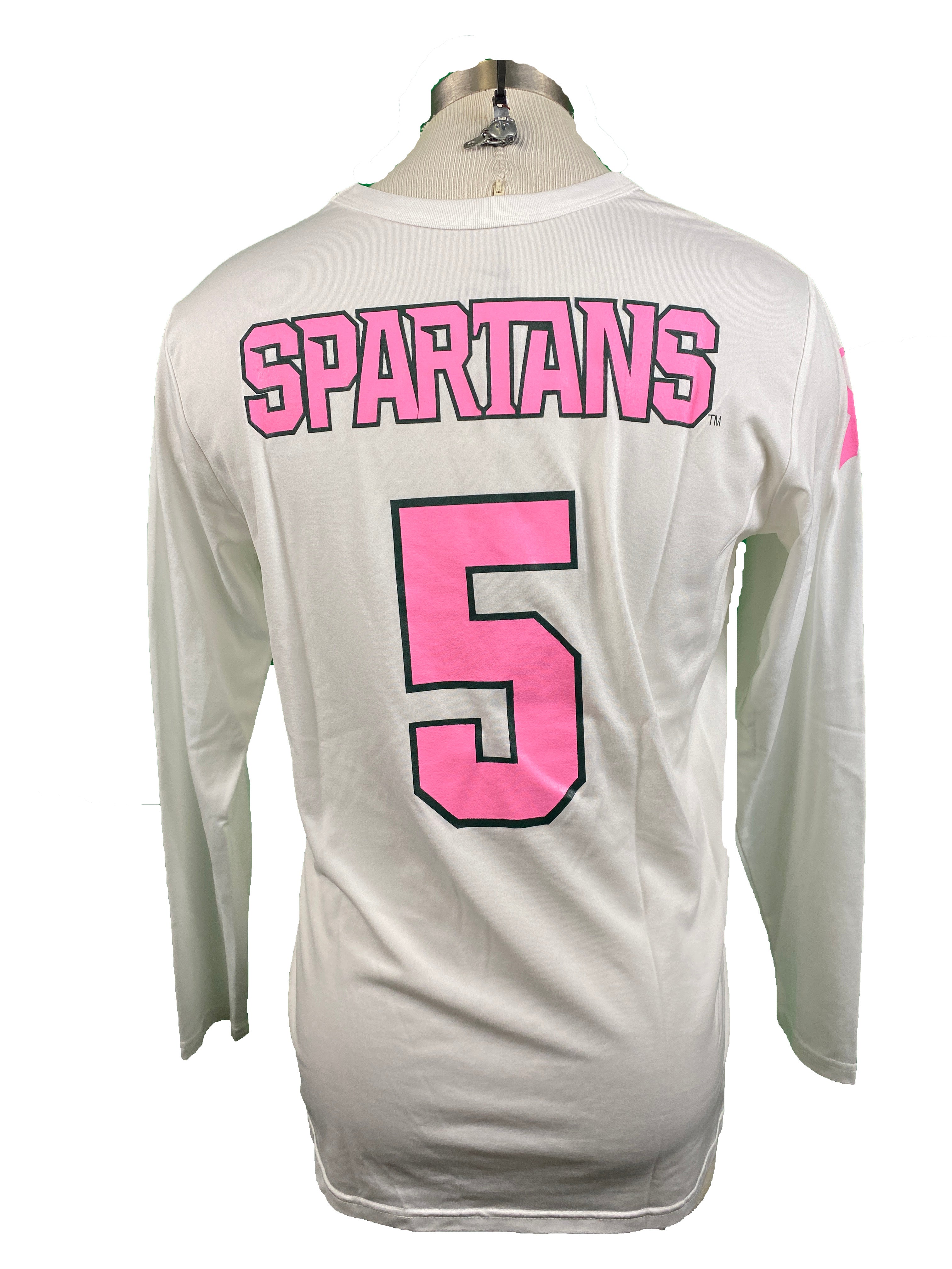 Nike White Breast Cancer Awareness Volleyball Long Sleeve Jersey #5 Women's Size XL