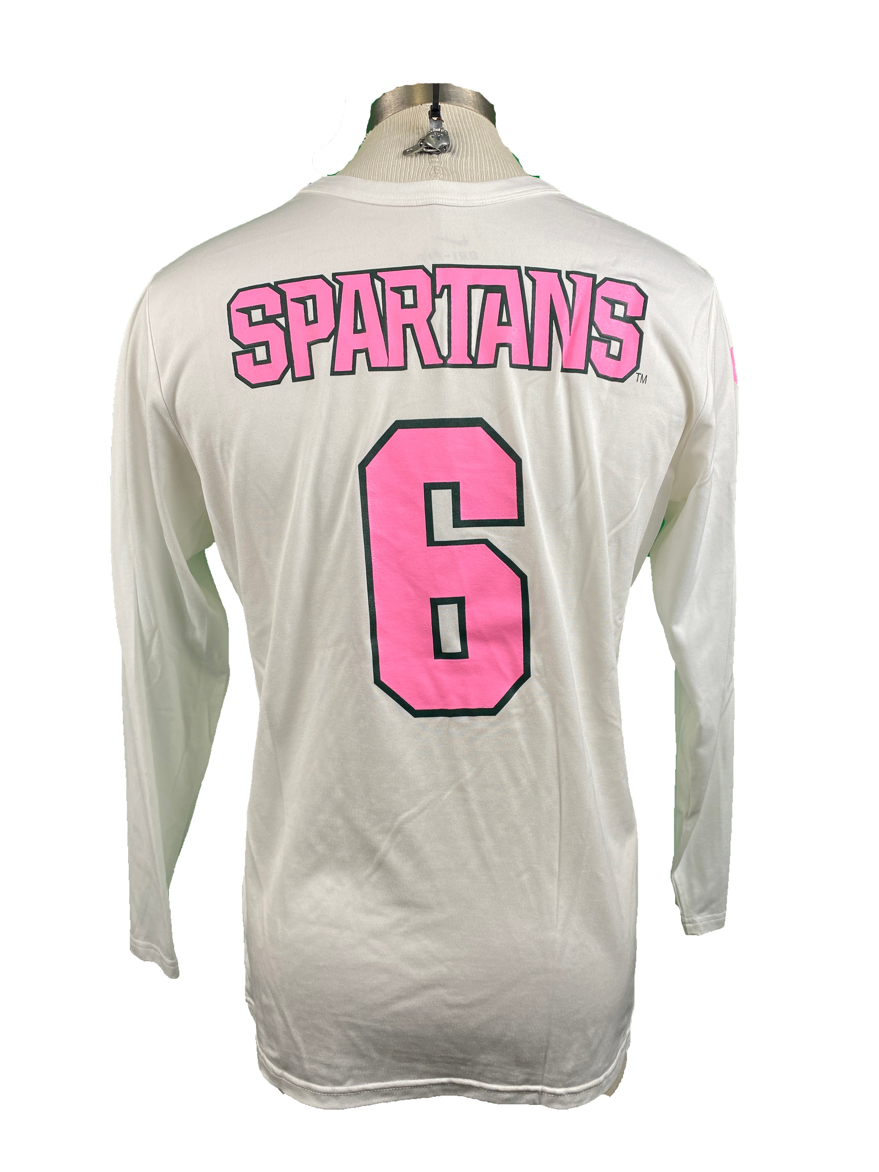 Nike White Breast Cancer Awareness Volleyball Long Sleeve Jersey #6 Women's Size XL