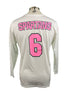 Nike White Breast Cancer Awareness Volleyball Long Sleeve Jersey #6 Women's Size XL