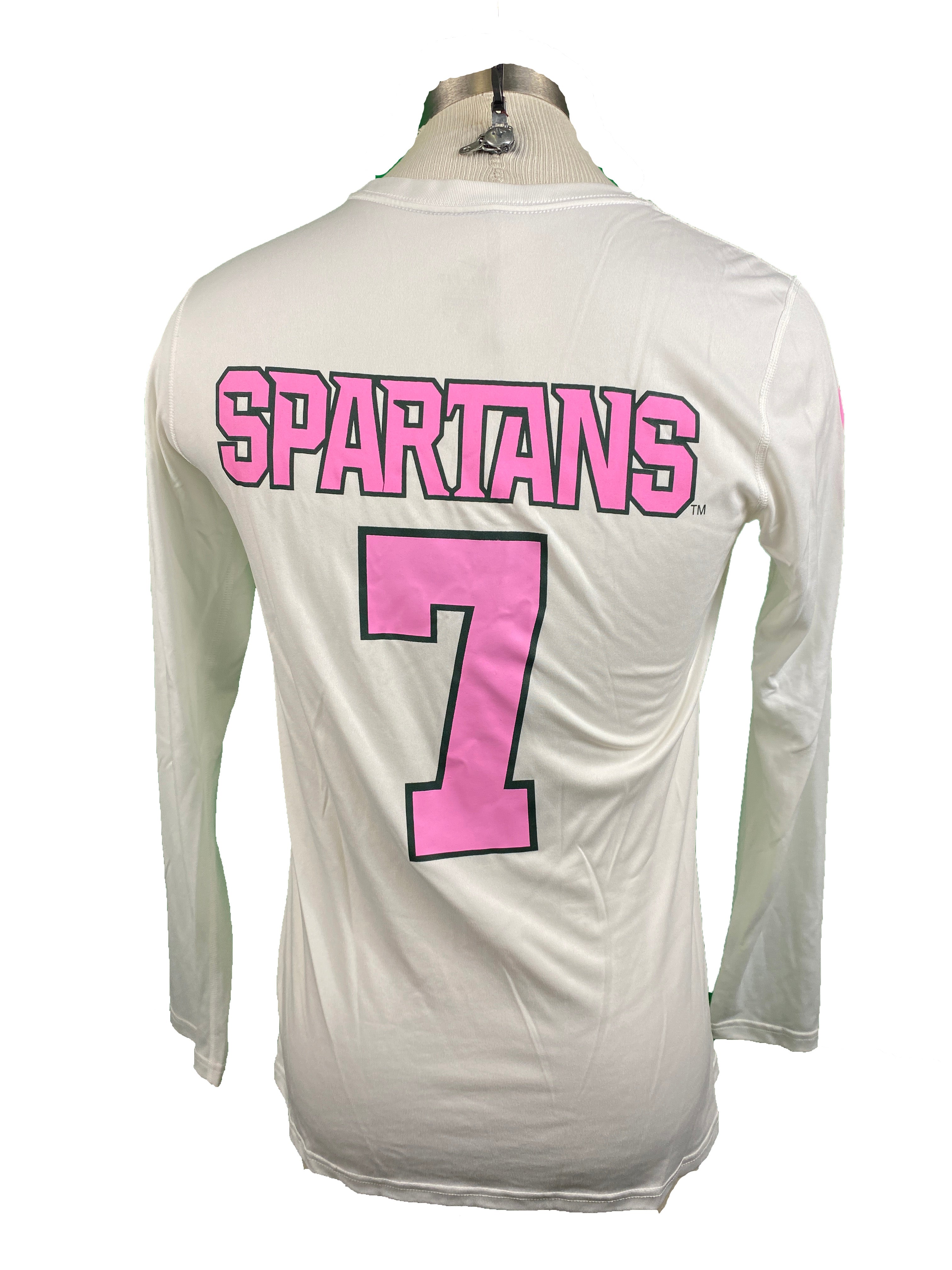 Nike White Breast Cancer Awareness Volleyball Long Sleeve Jersey #7 Women's Size M