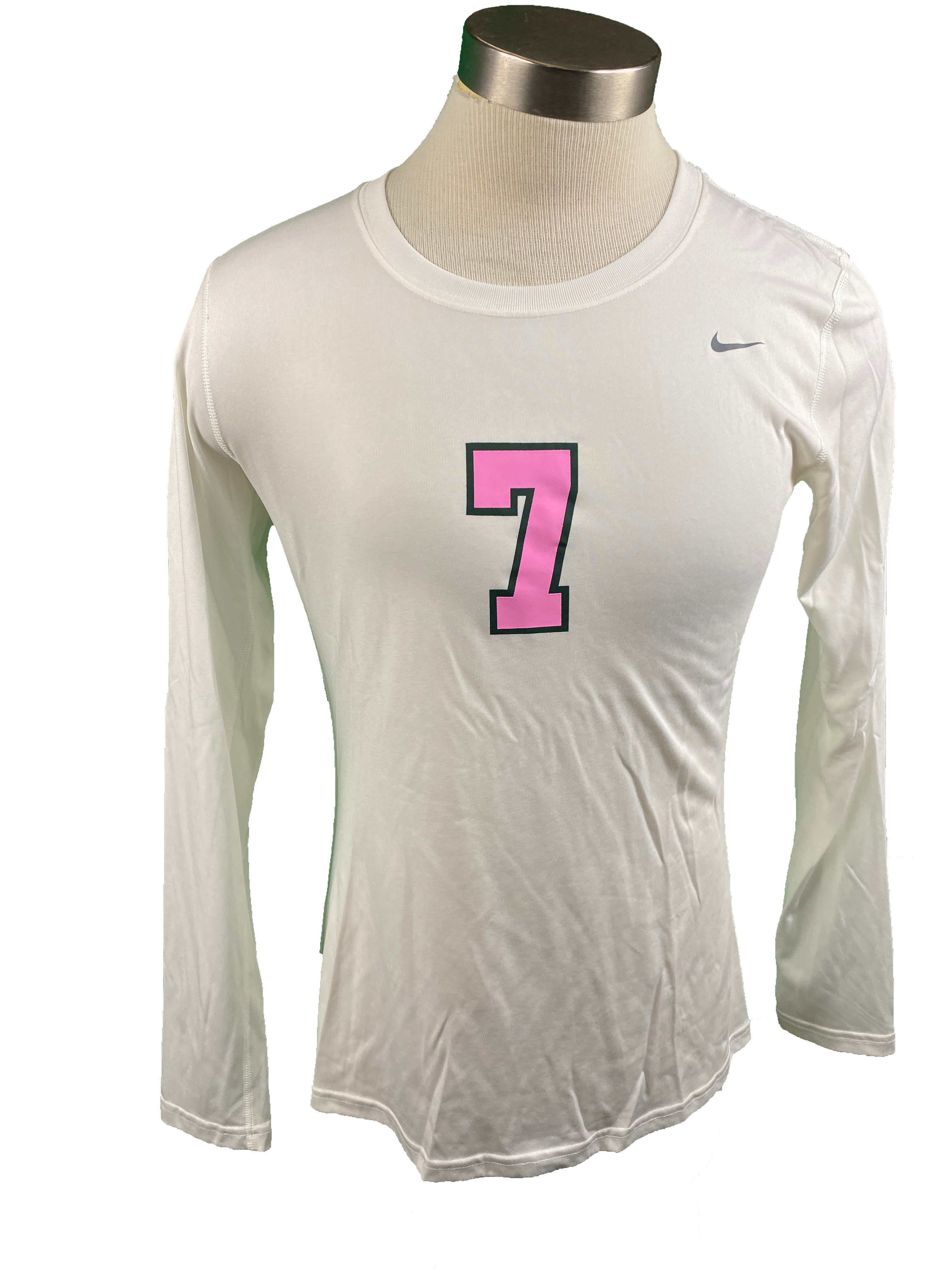Nike White Breast Cancer Awareness Volleyball Long Sleeve Jersey #7 Women's Size M