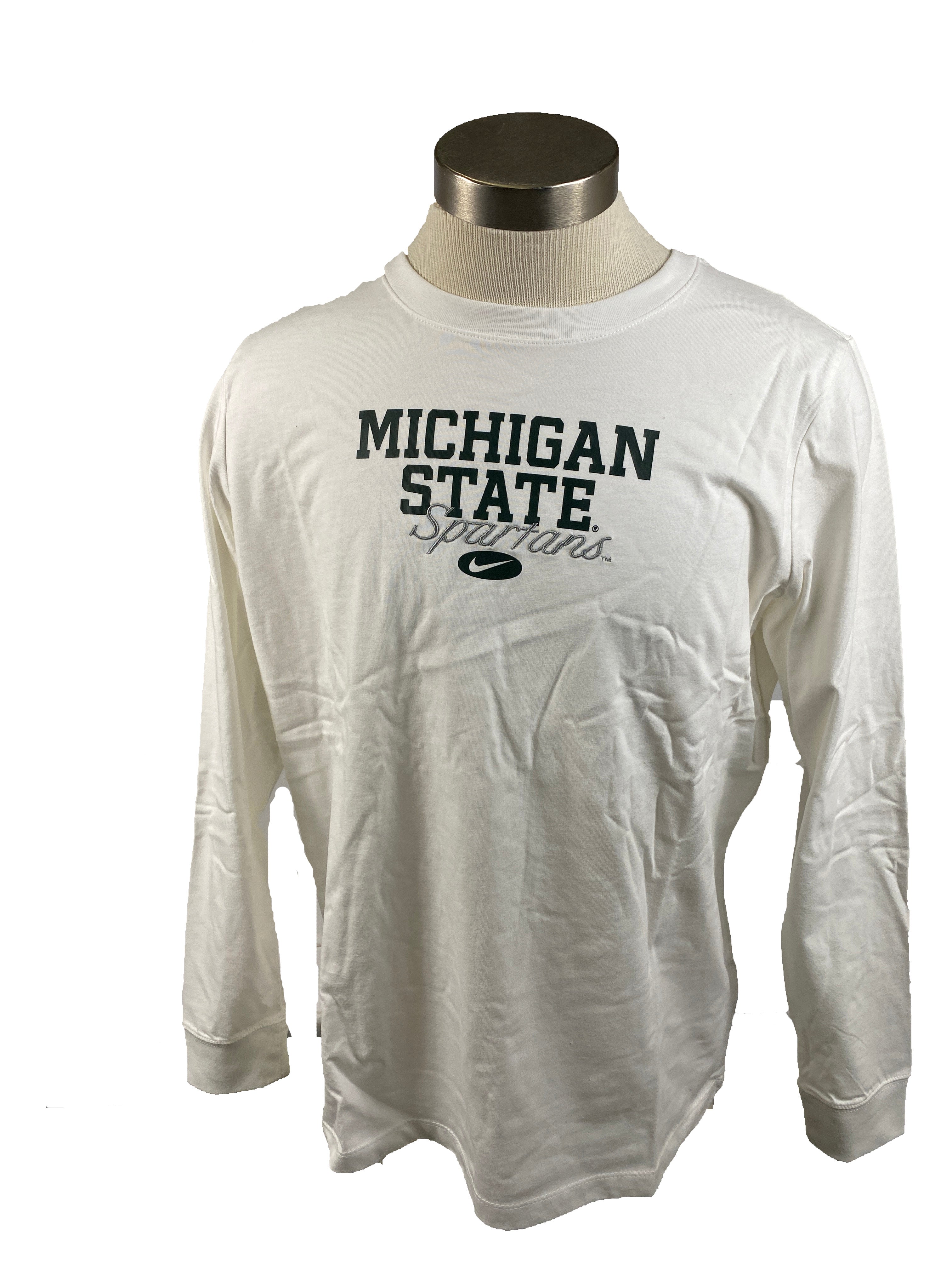 Nike White Michigan State Spartan Long Sleeve Shirt Women's Size XL *NEW*