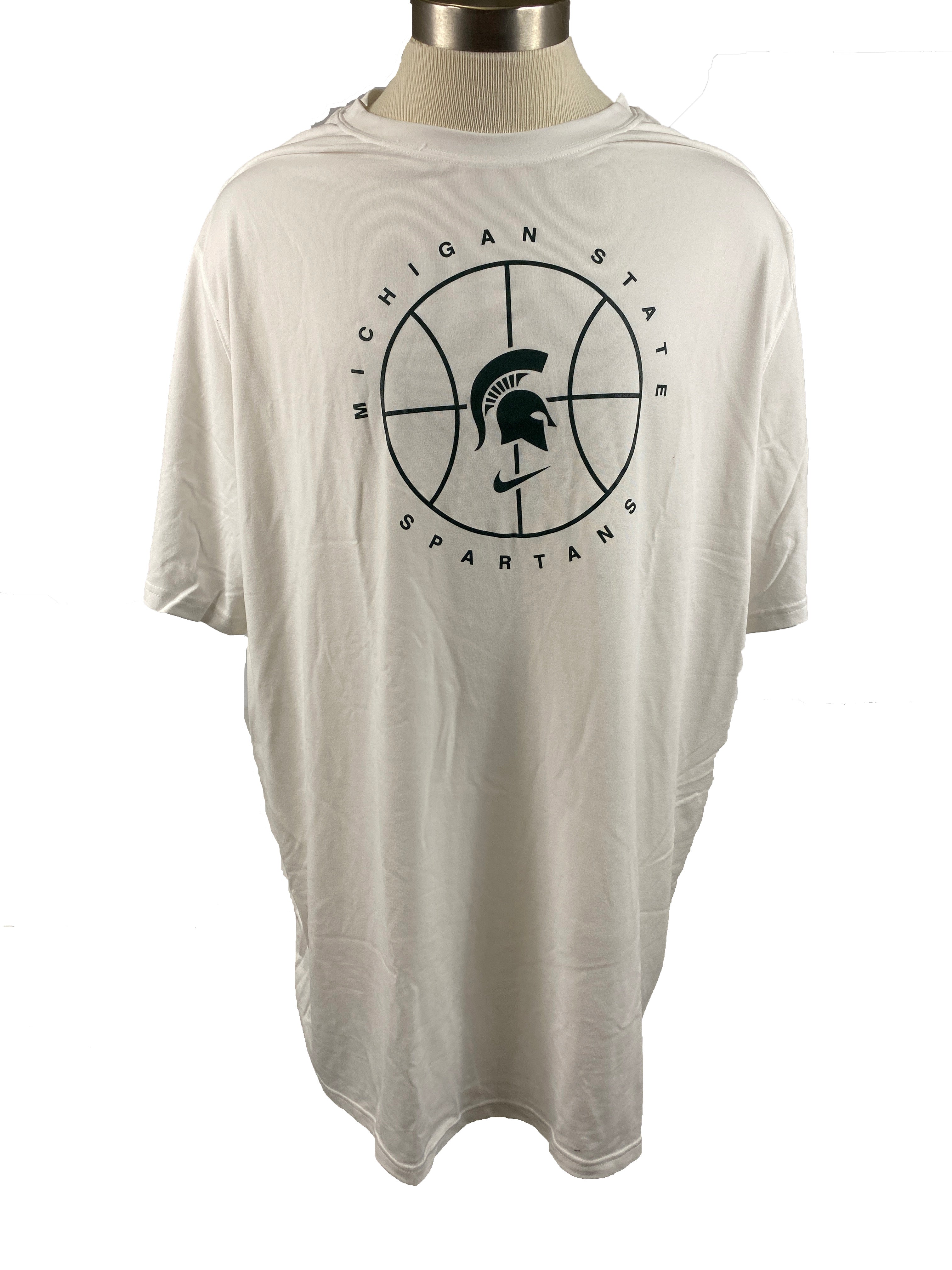 Nike White Michigan State Spartans Basketball Short Sleeve Shirt Men's Size S *NEW*