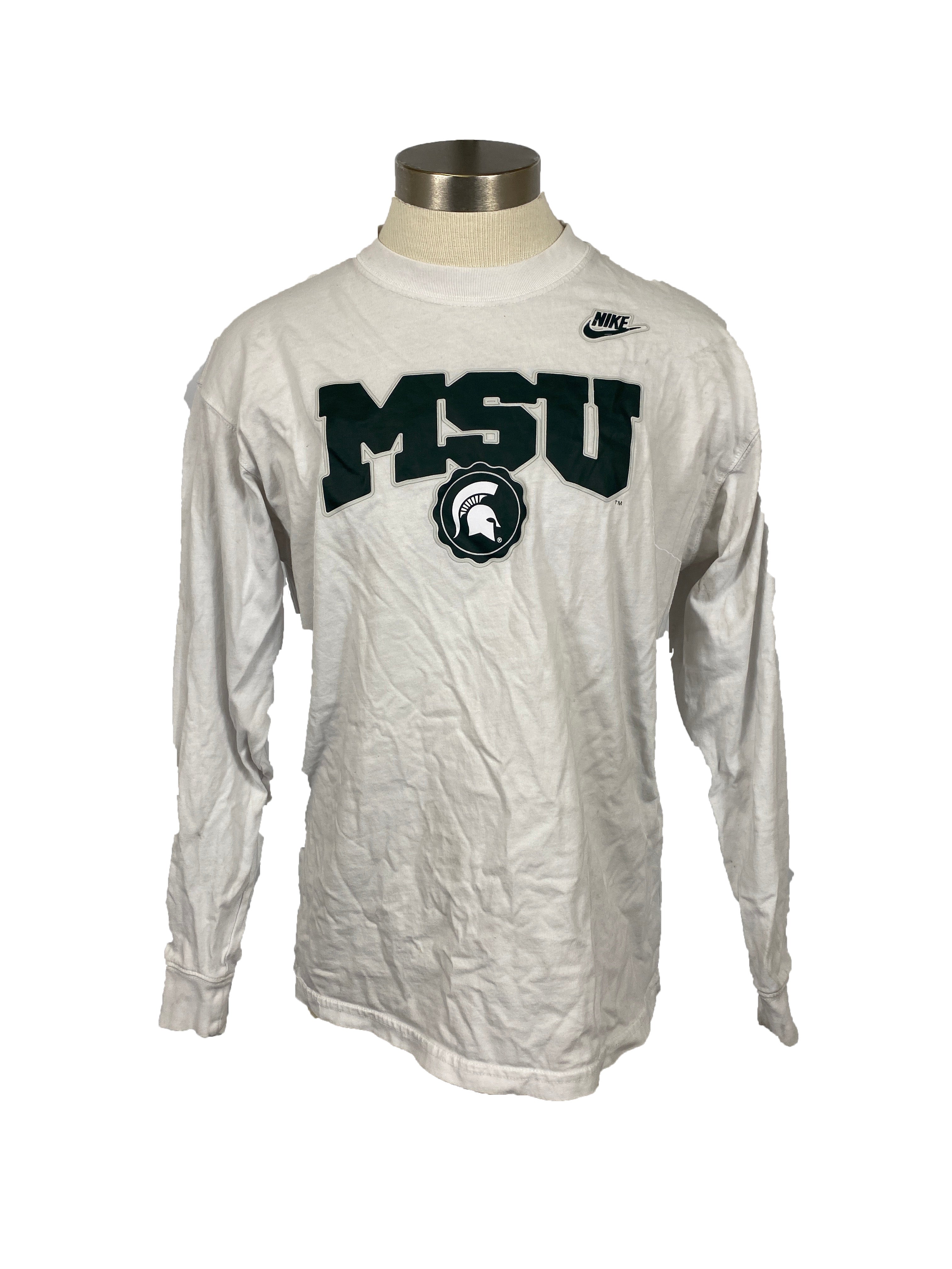 Nike White MSU Long Sleeve Shirt Men's Size M