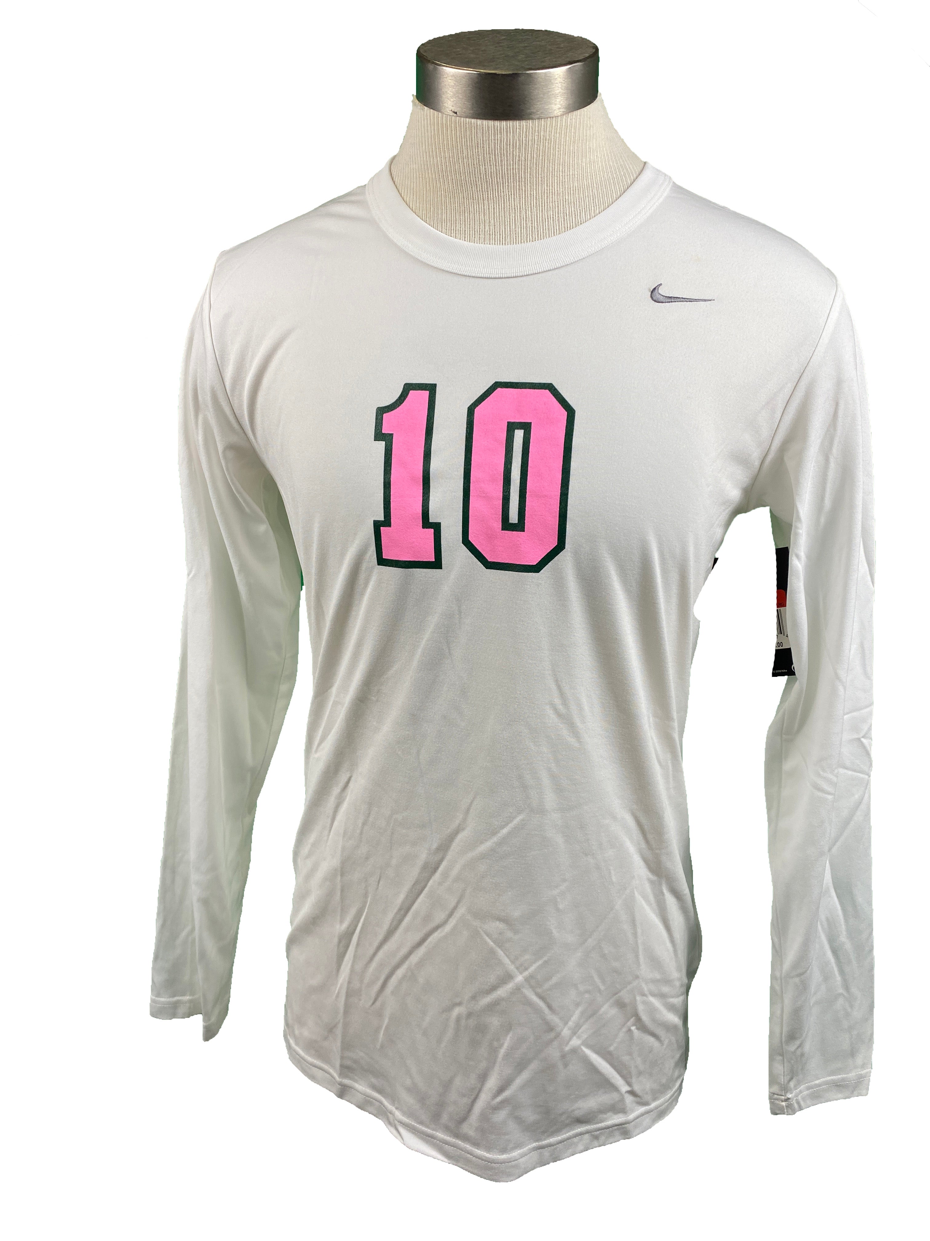 Nike White Spartan Brest Cancer Awareness Volleyball Long Sleeve Jersey #10 Women's Size L