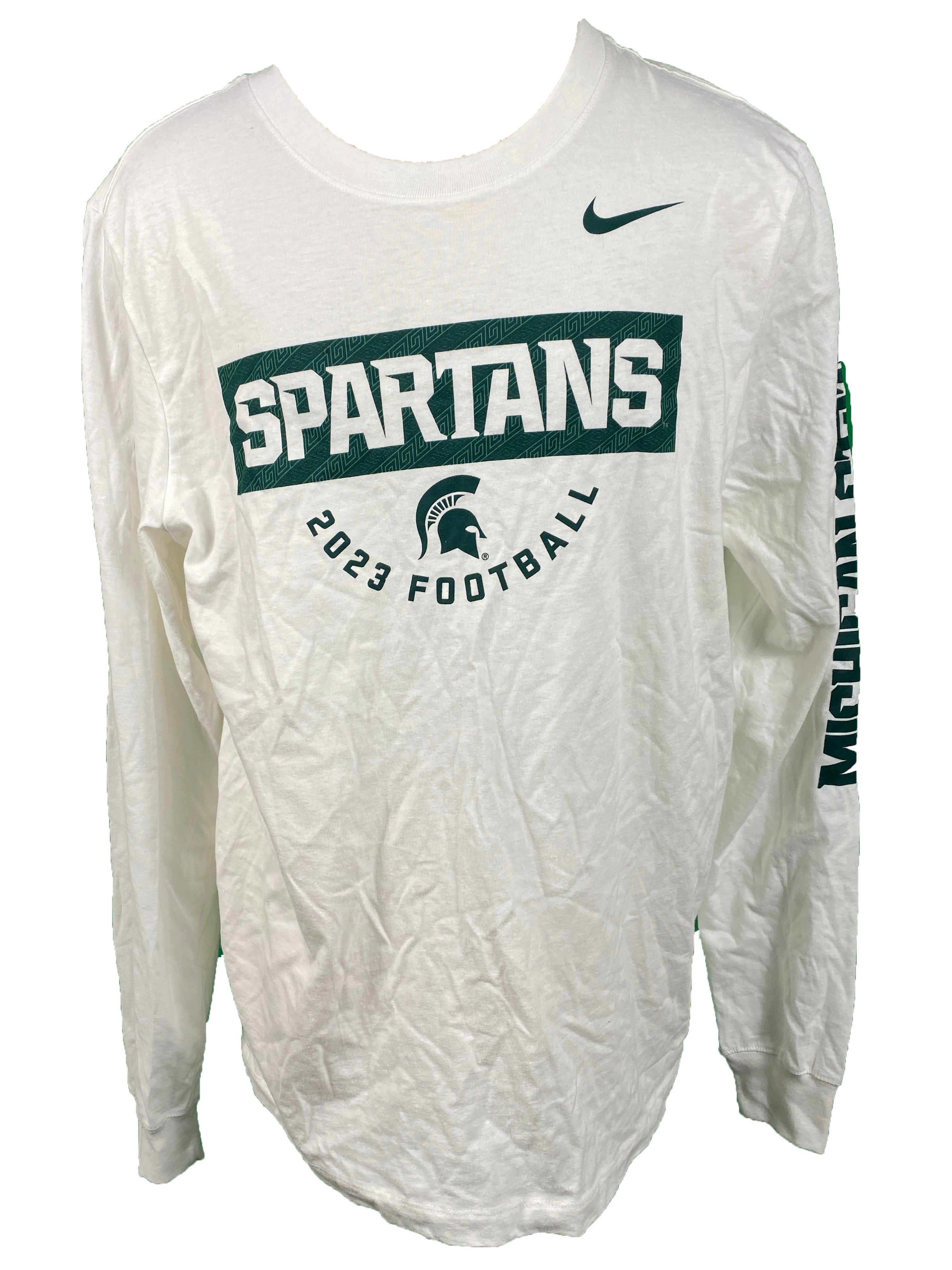 Nike White Spartans 2023 Football Long Sleeve T-Shirt Unisex Size L