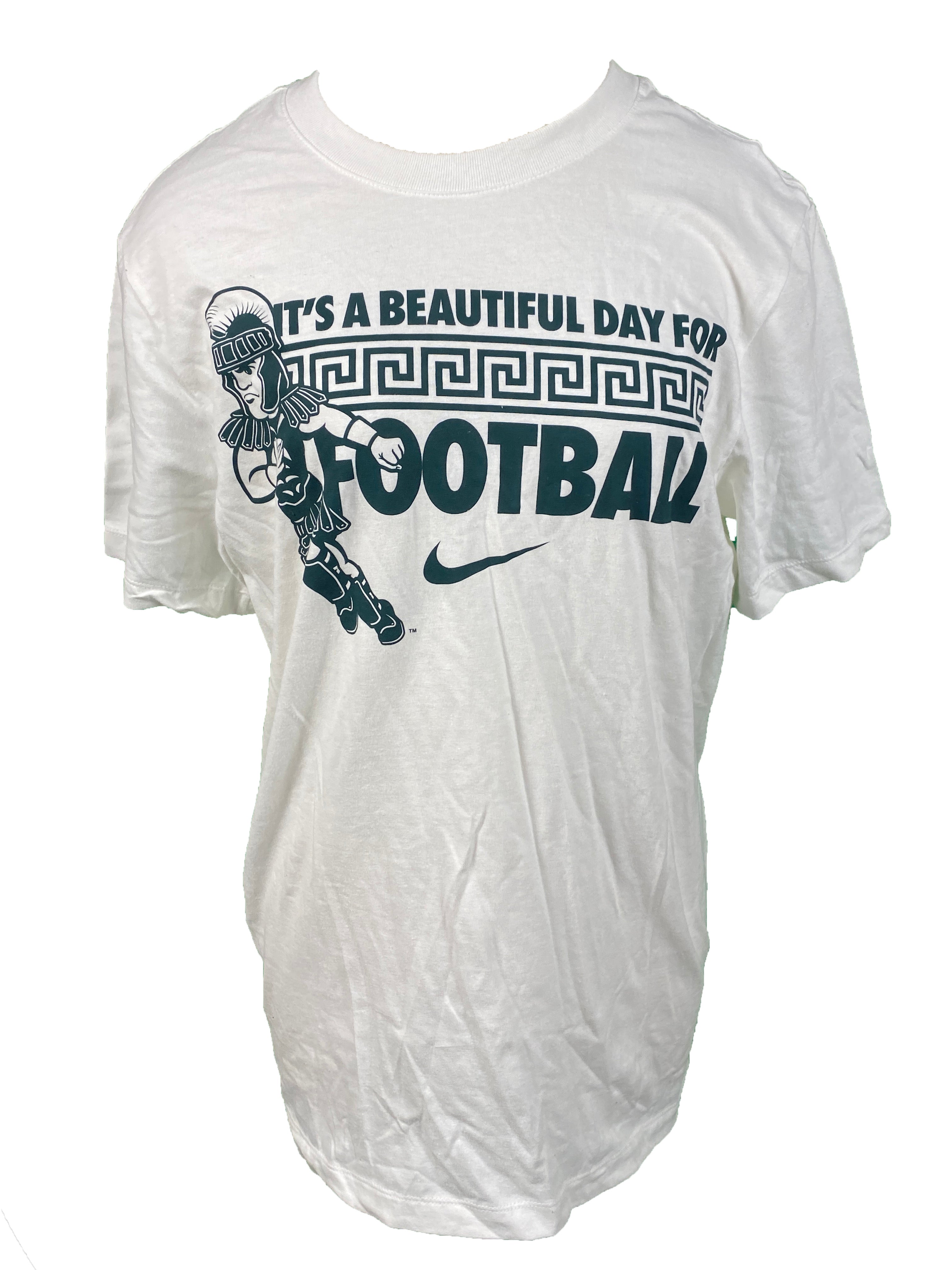 Nike White Spartans Football T-Shirt Unisex Size S