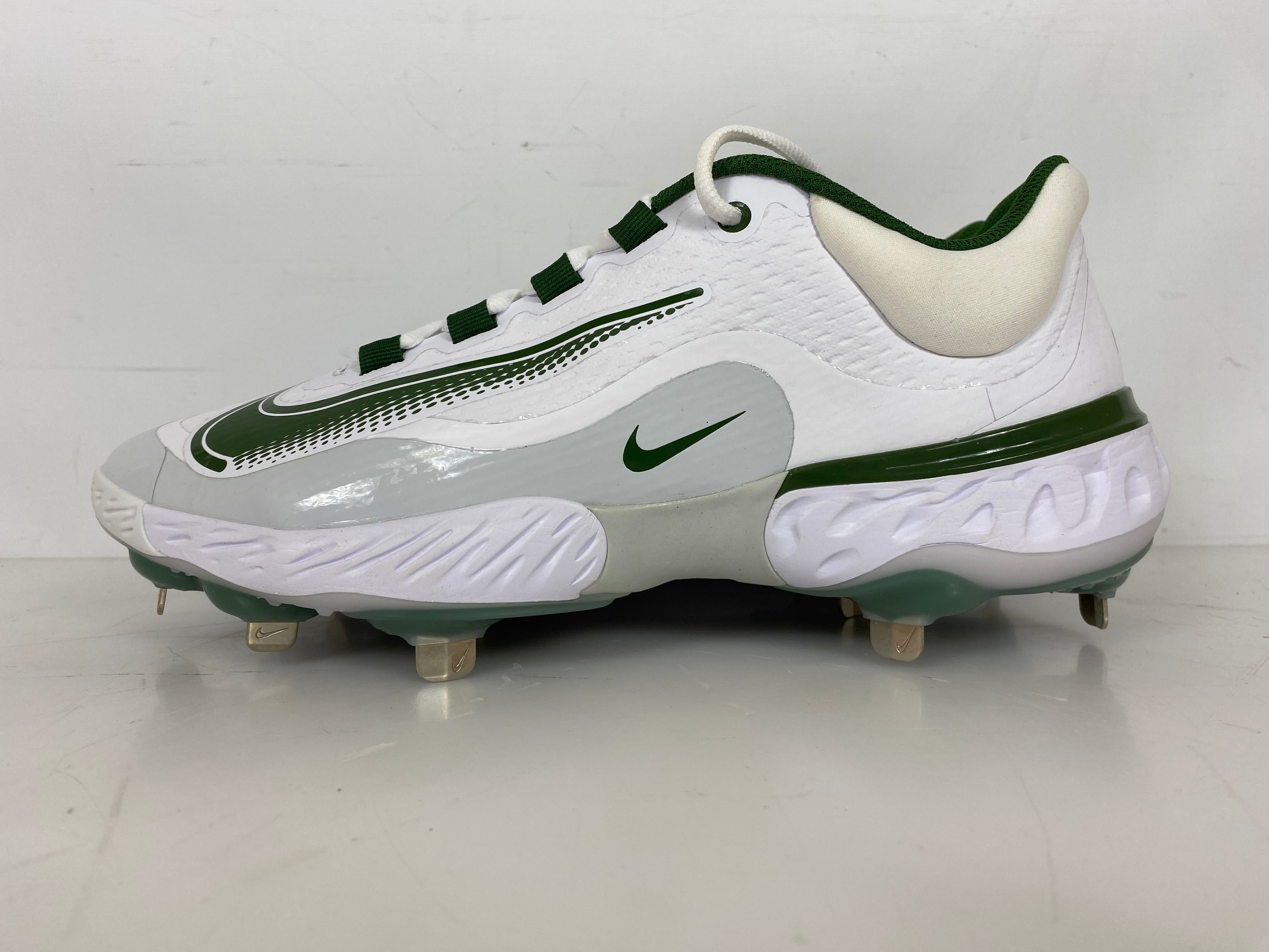 Nike White/Green Alpha Hurache Elite 4 Low Baseball Cleats Men's Size 13.5