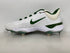 Nike White/Green Alpha Hurache Elite 4 Low Baseball Cleats Men's Size 13.5