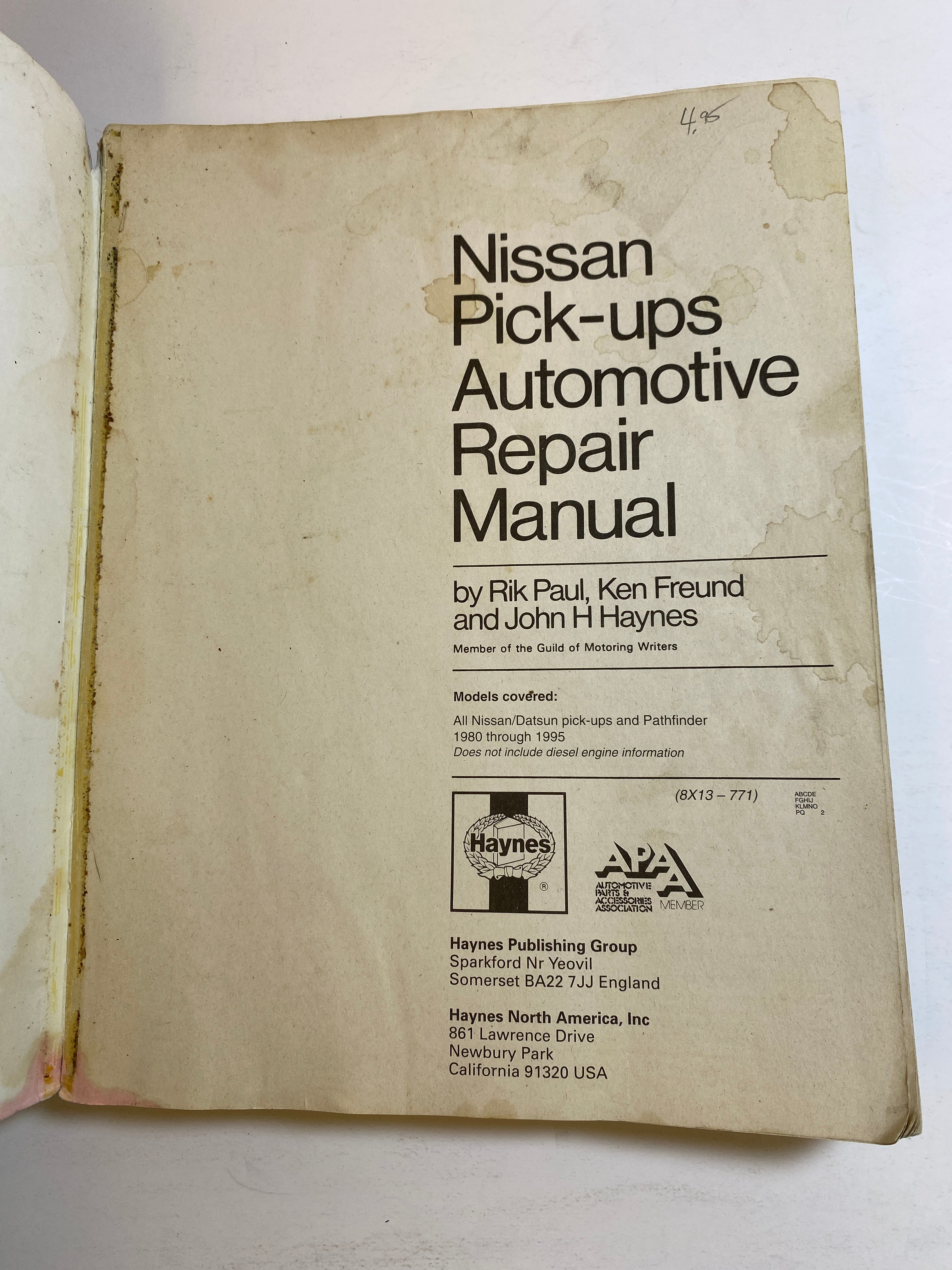 Nissan Pickups/Pathfinder Repair Manual 1980-1995
