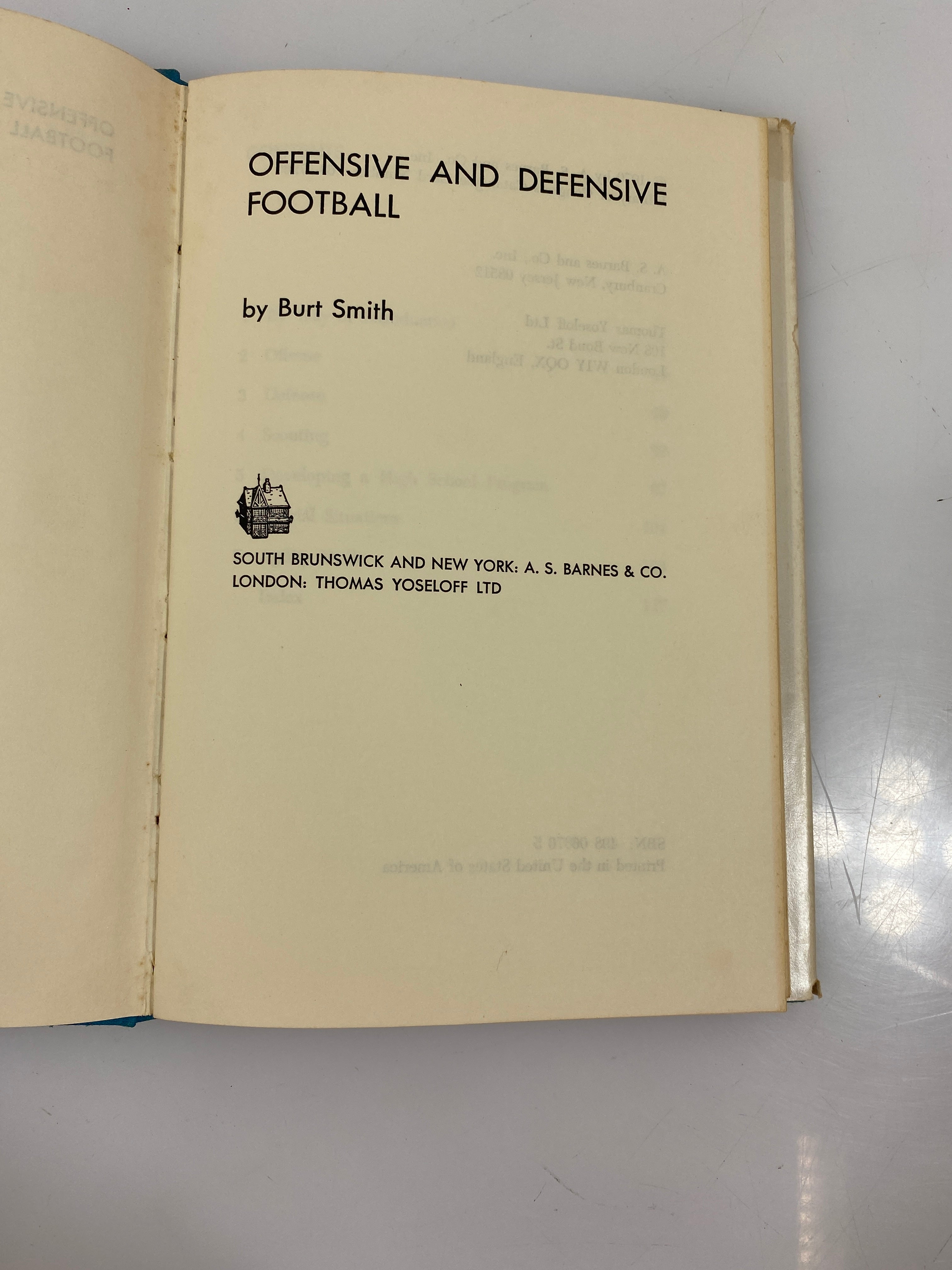 Offensive and Defensive Football Burt Smith 1970 HCDJ