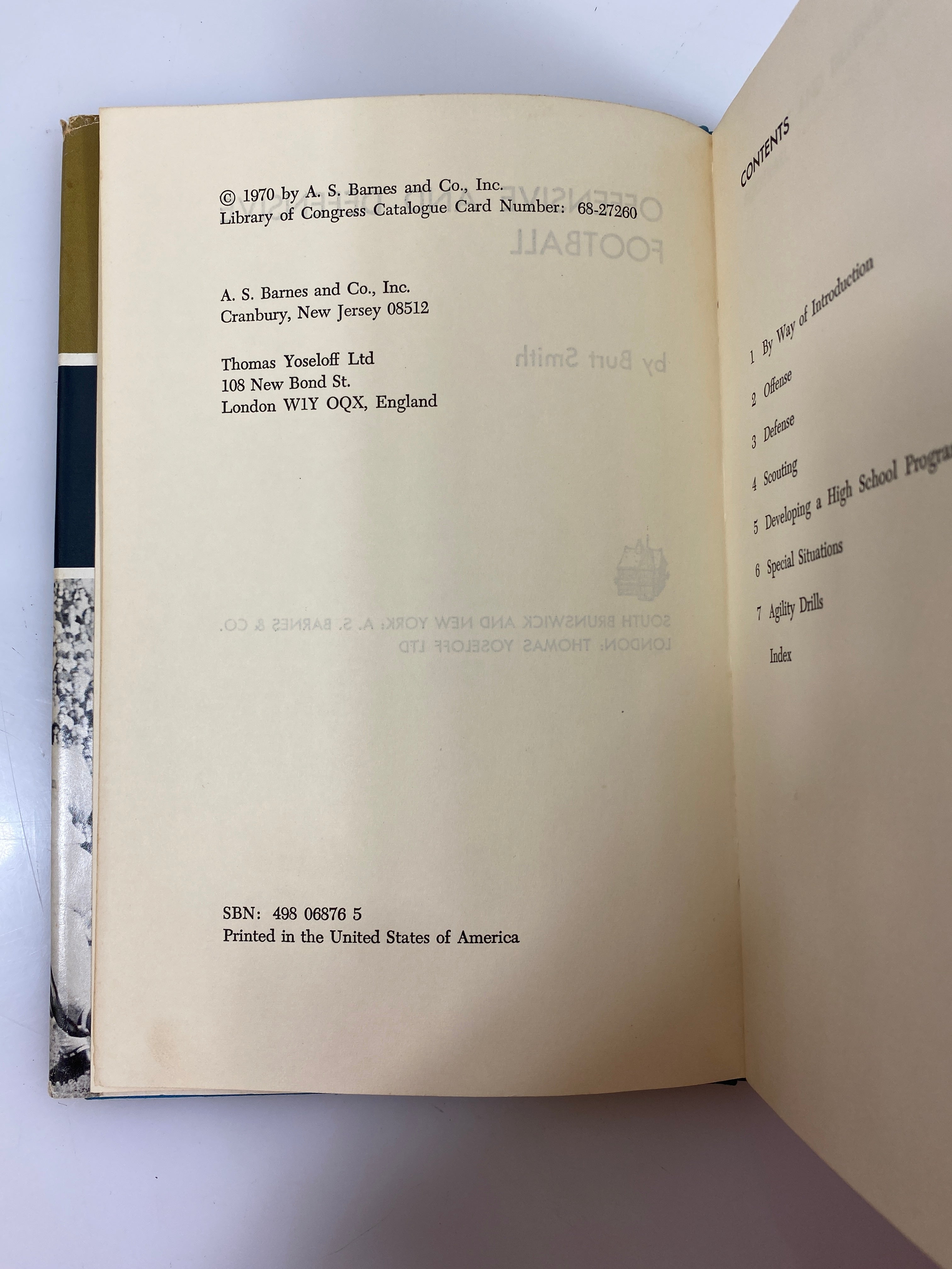 Offensive and Defensive Football Burt Smith 1970 HCDJ