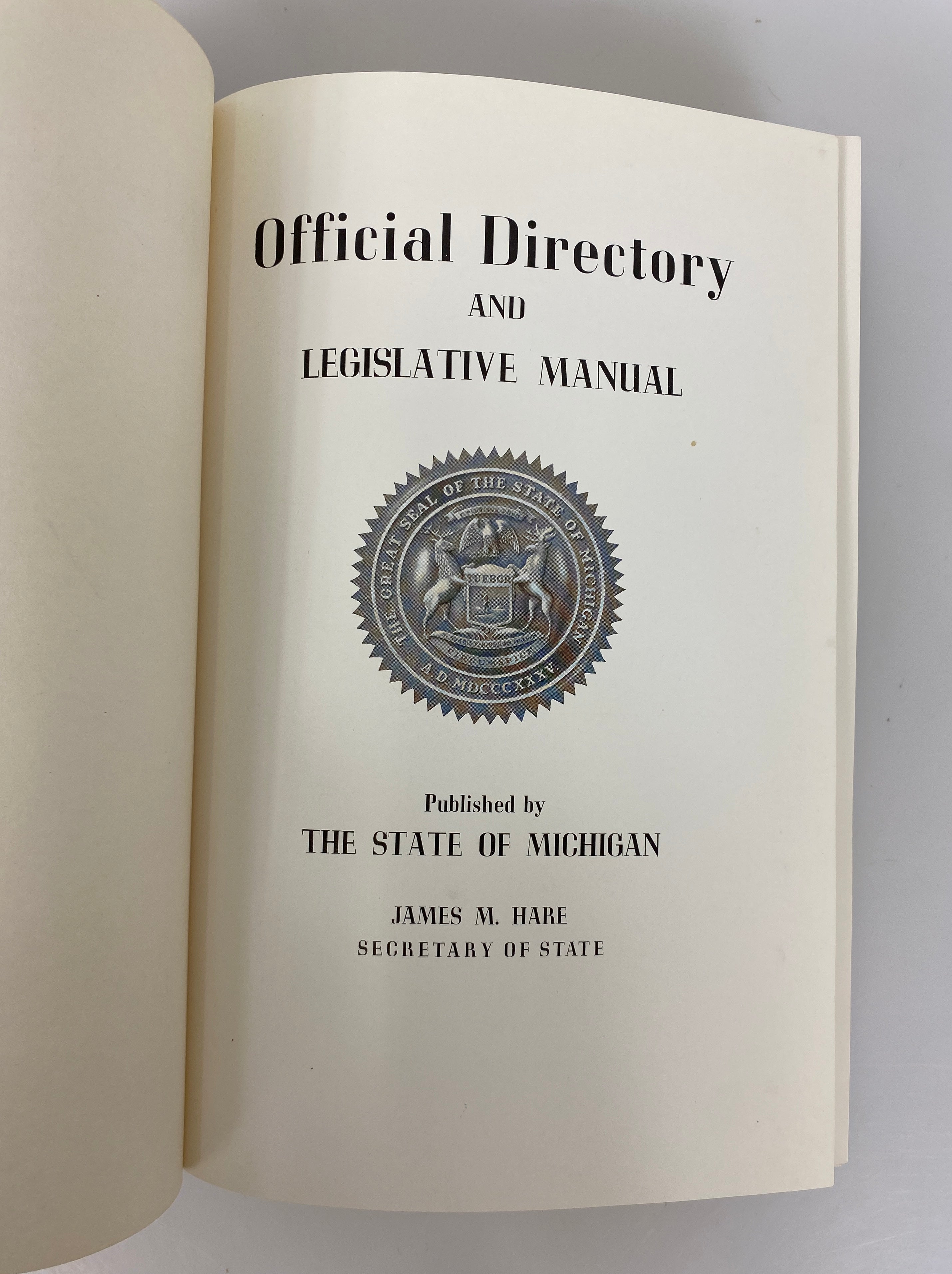 Official Directory and Legislative Manual State of Michigan 1957-58 HC