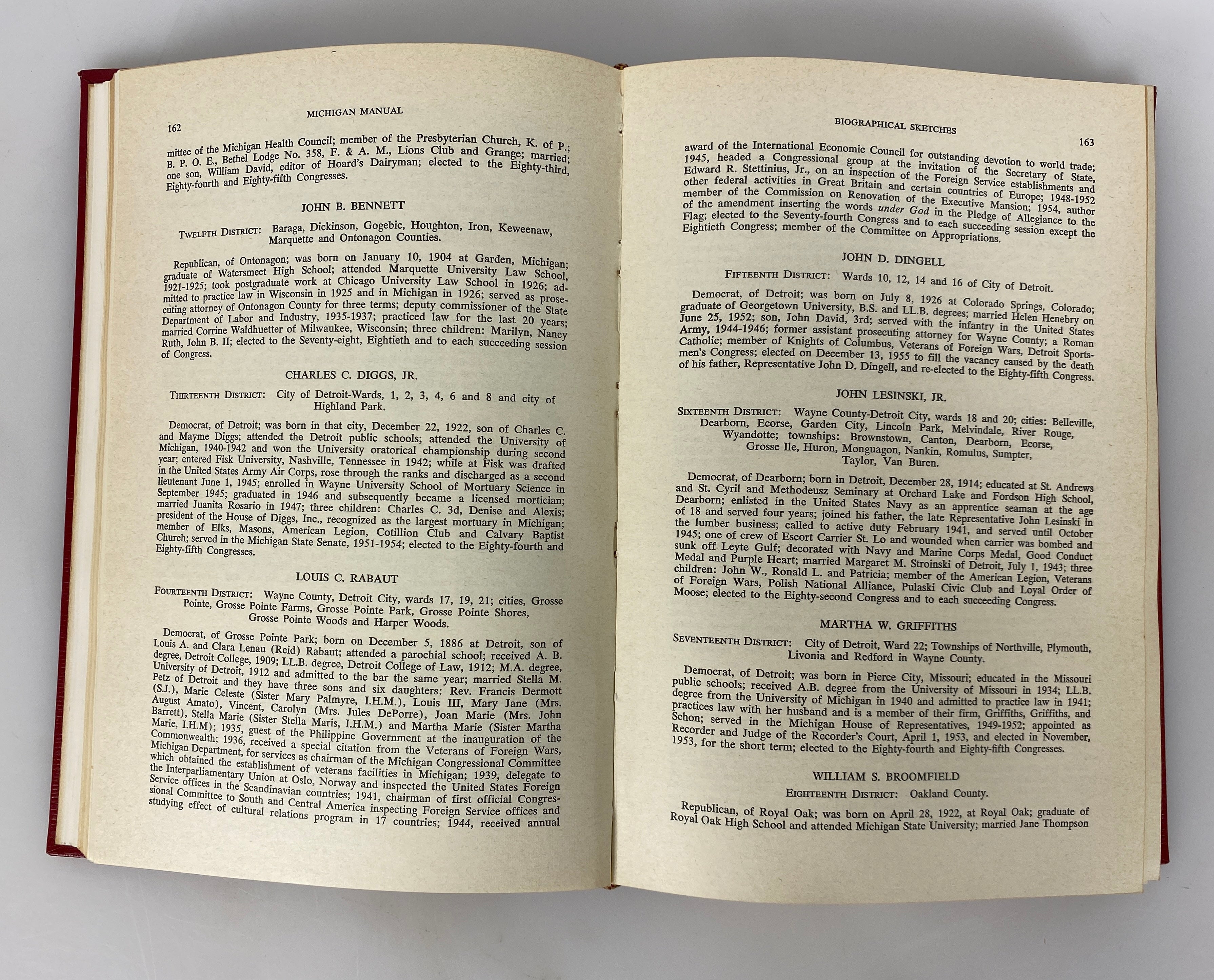 Official Directory and Legislative Manual State of Michigan 1957-58 HC