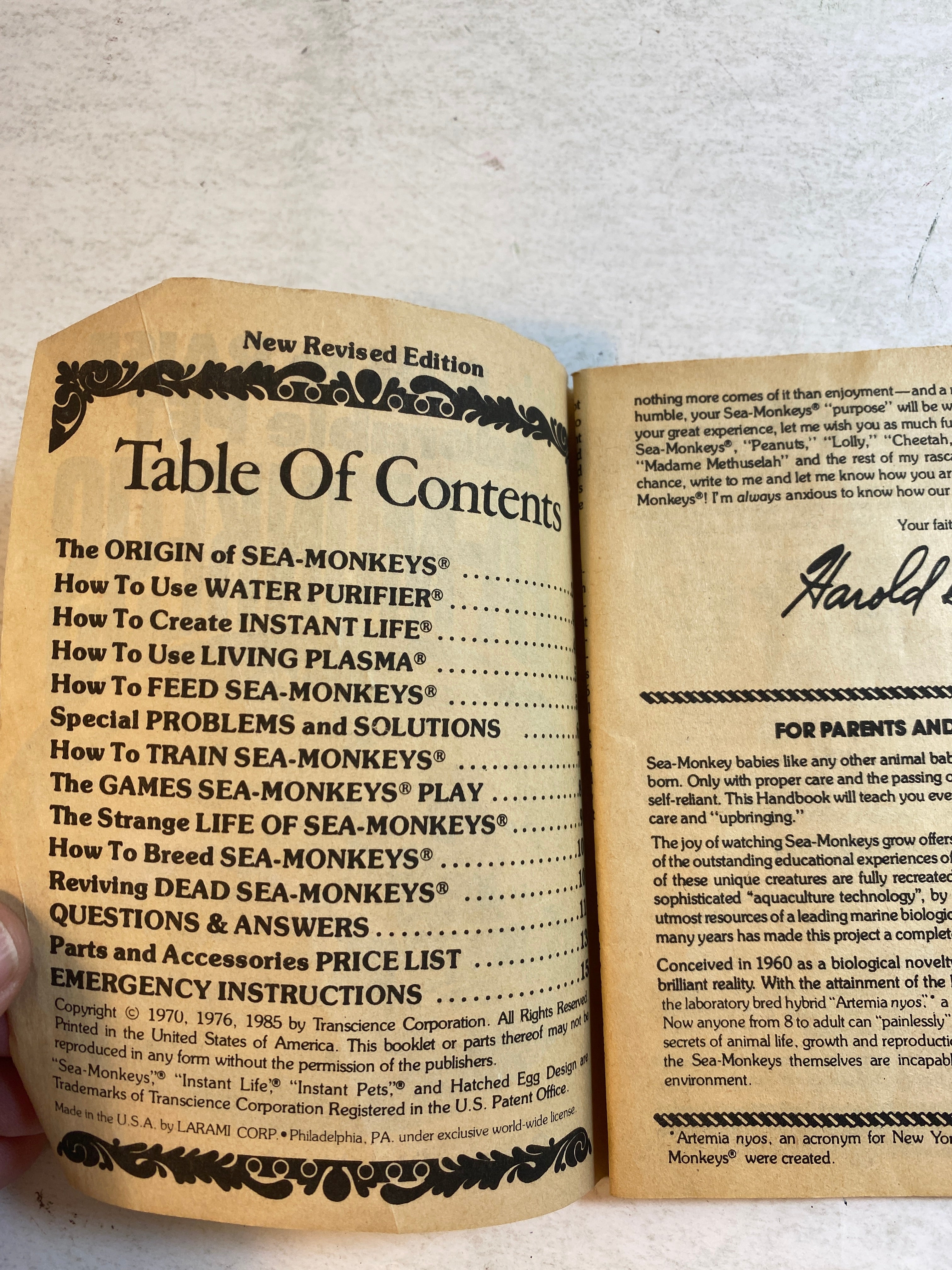 Official Sea-Monkey Handbook 1985