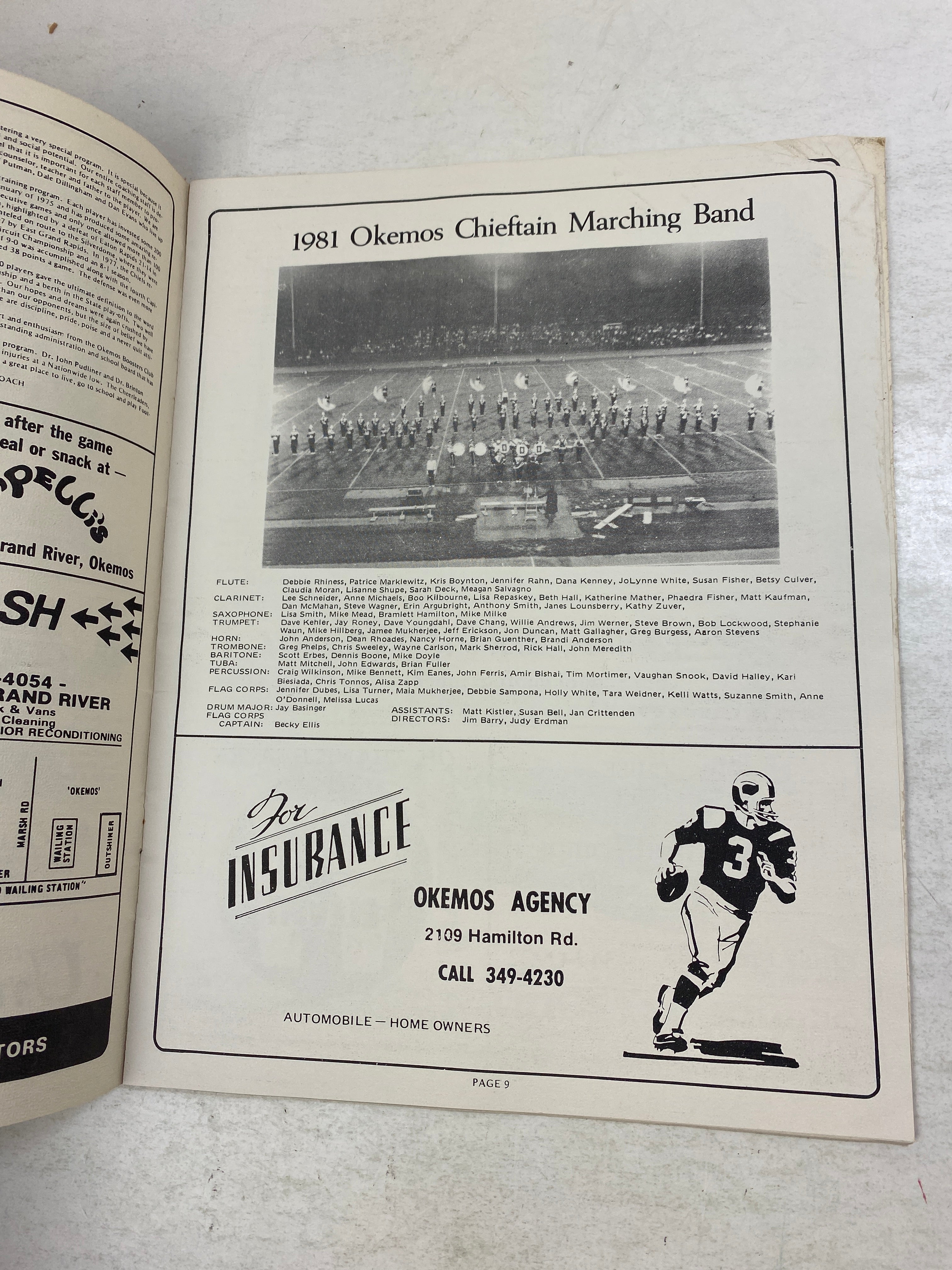 Okemos, Michigan Football Program 1981-1982 Season