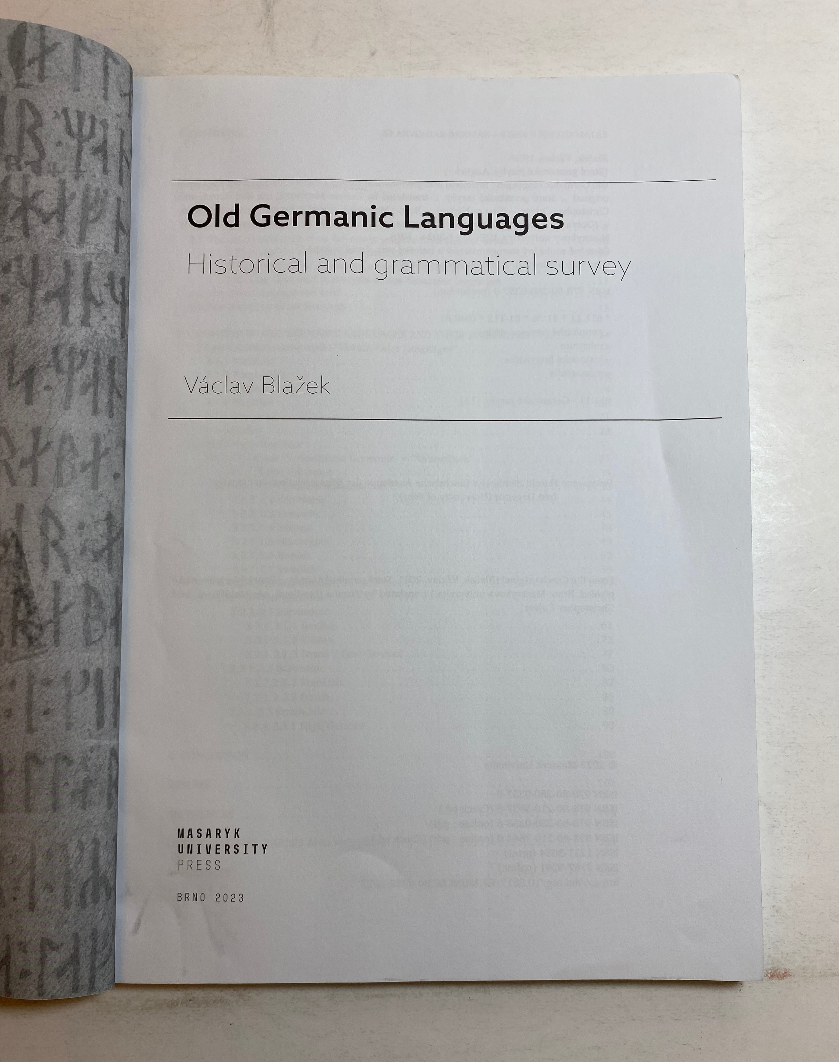 Old Germanic Languages Vaclav Blazek (in English) 2023 Masaryk University SC