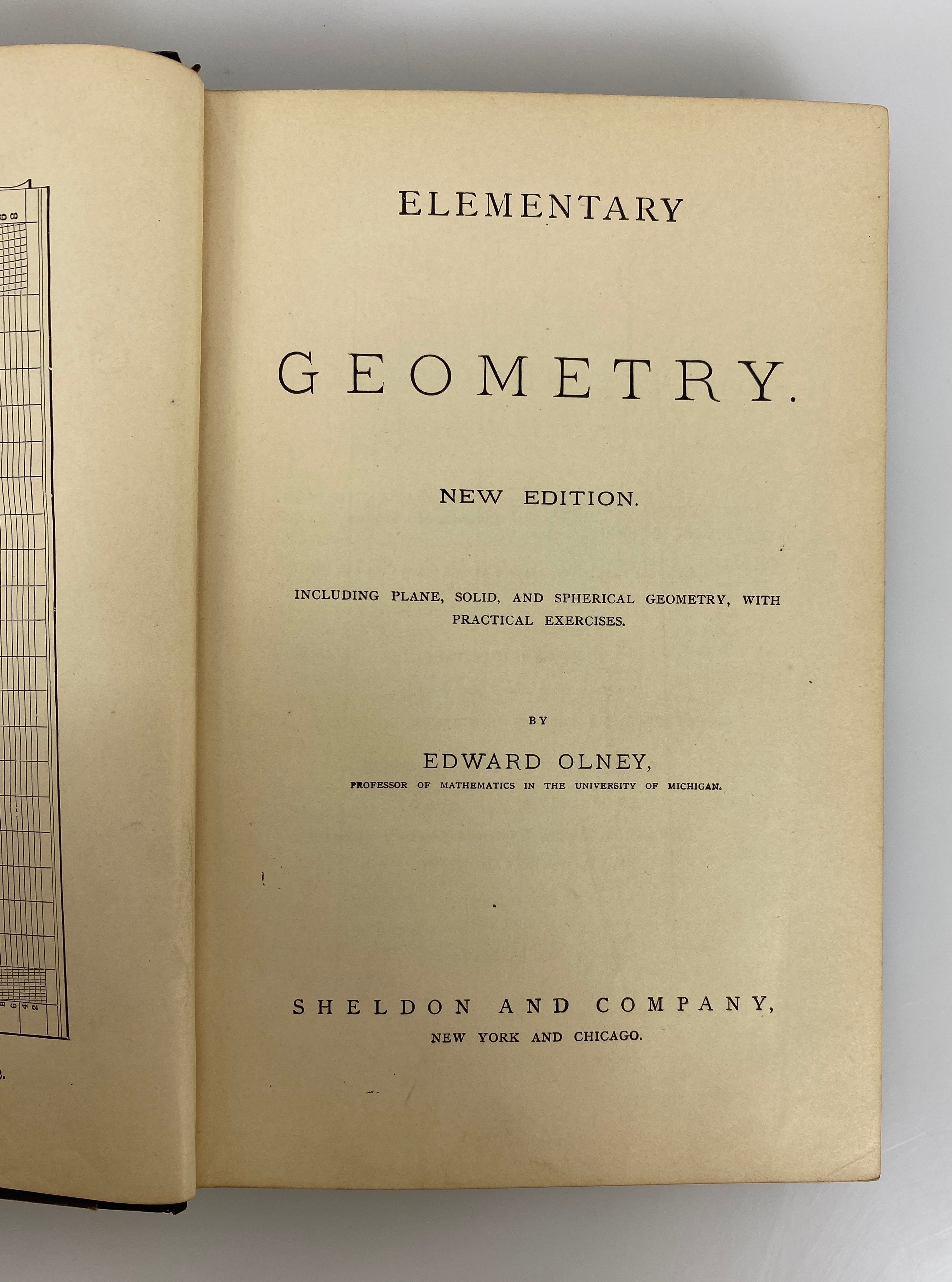 Olney's New Elementary Geometry "New Edition" 1883 Antique HC
