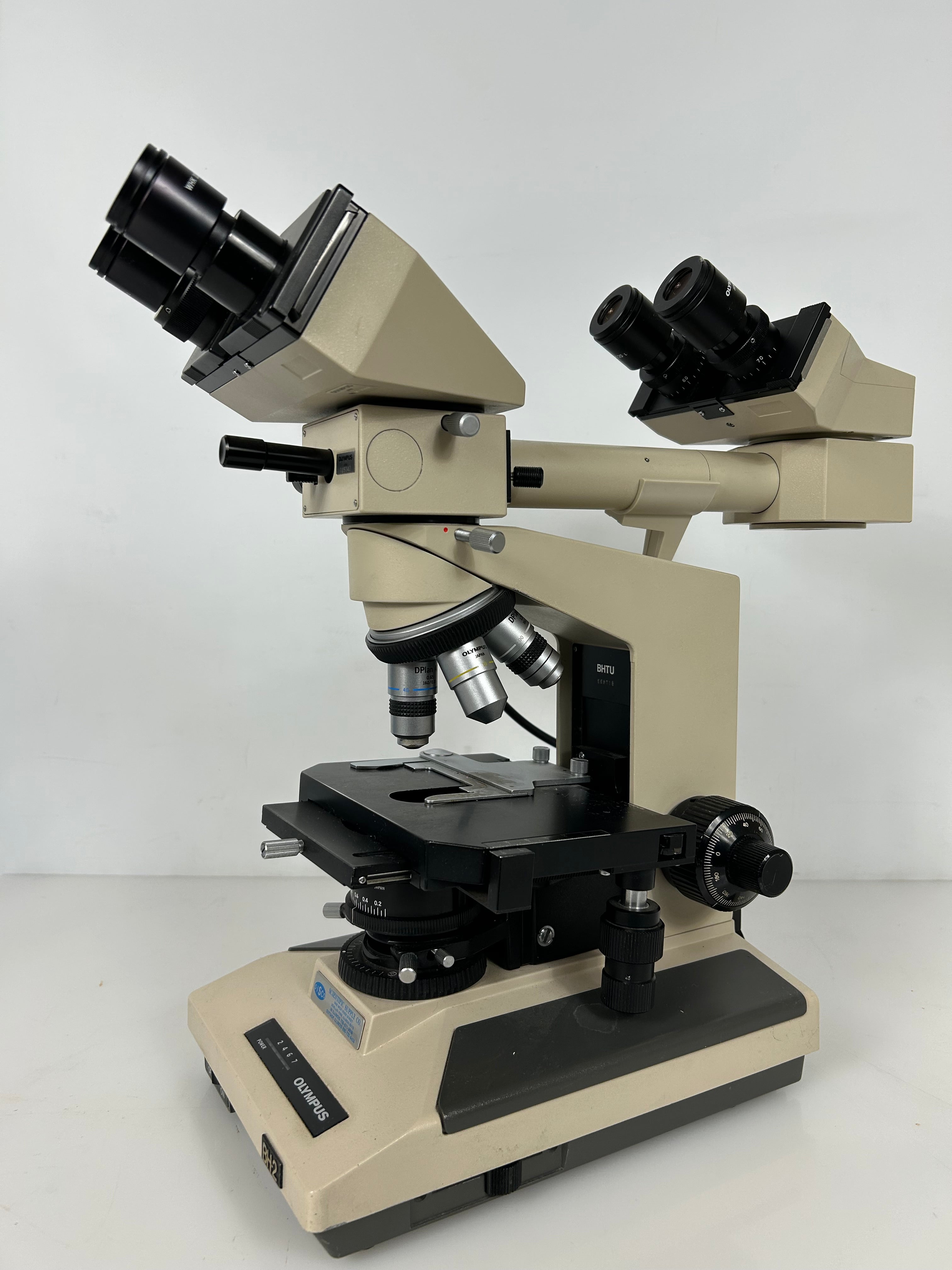 Olympus BH-2 Dual Viewing Binocular Microscope w/ 4 Objectives *Untested*