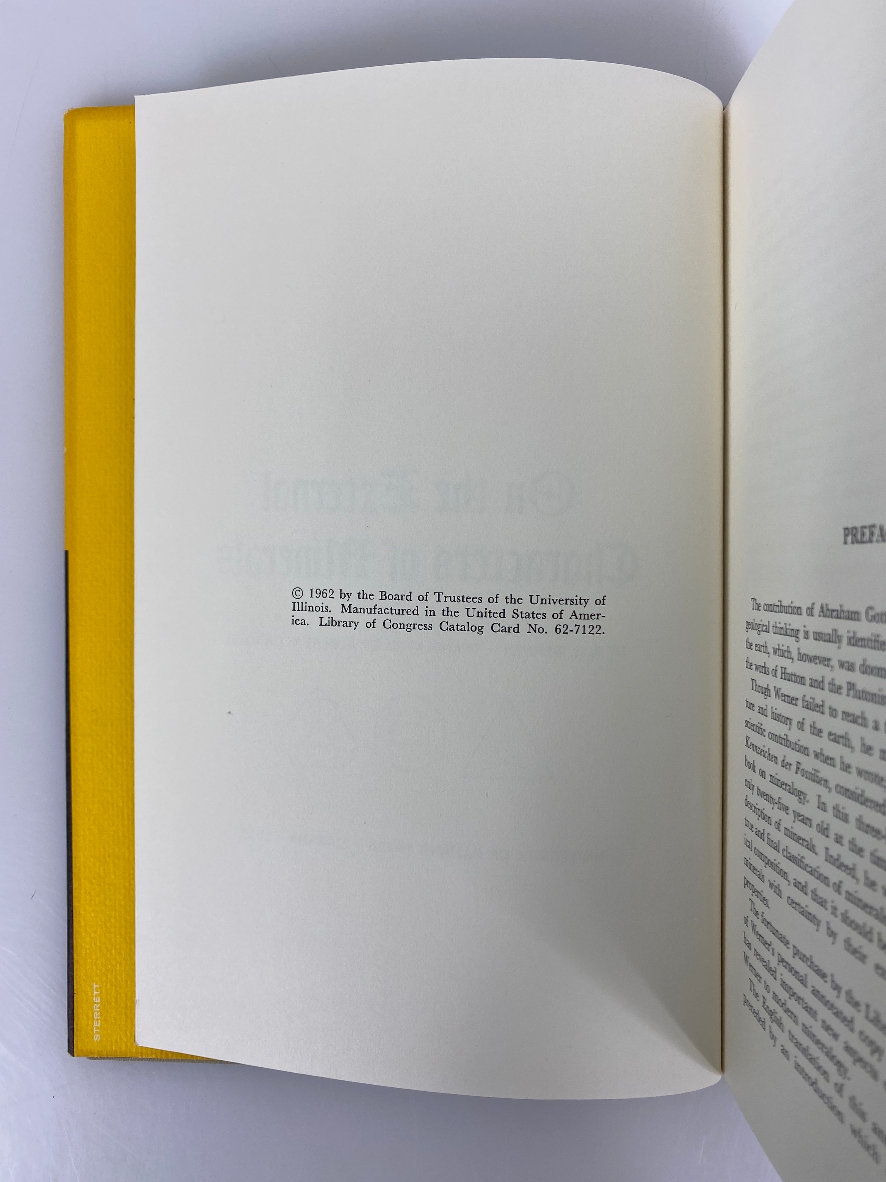 On the External Characters of Minerals by A.G. Werner 1962 HC DJ