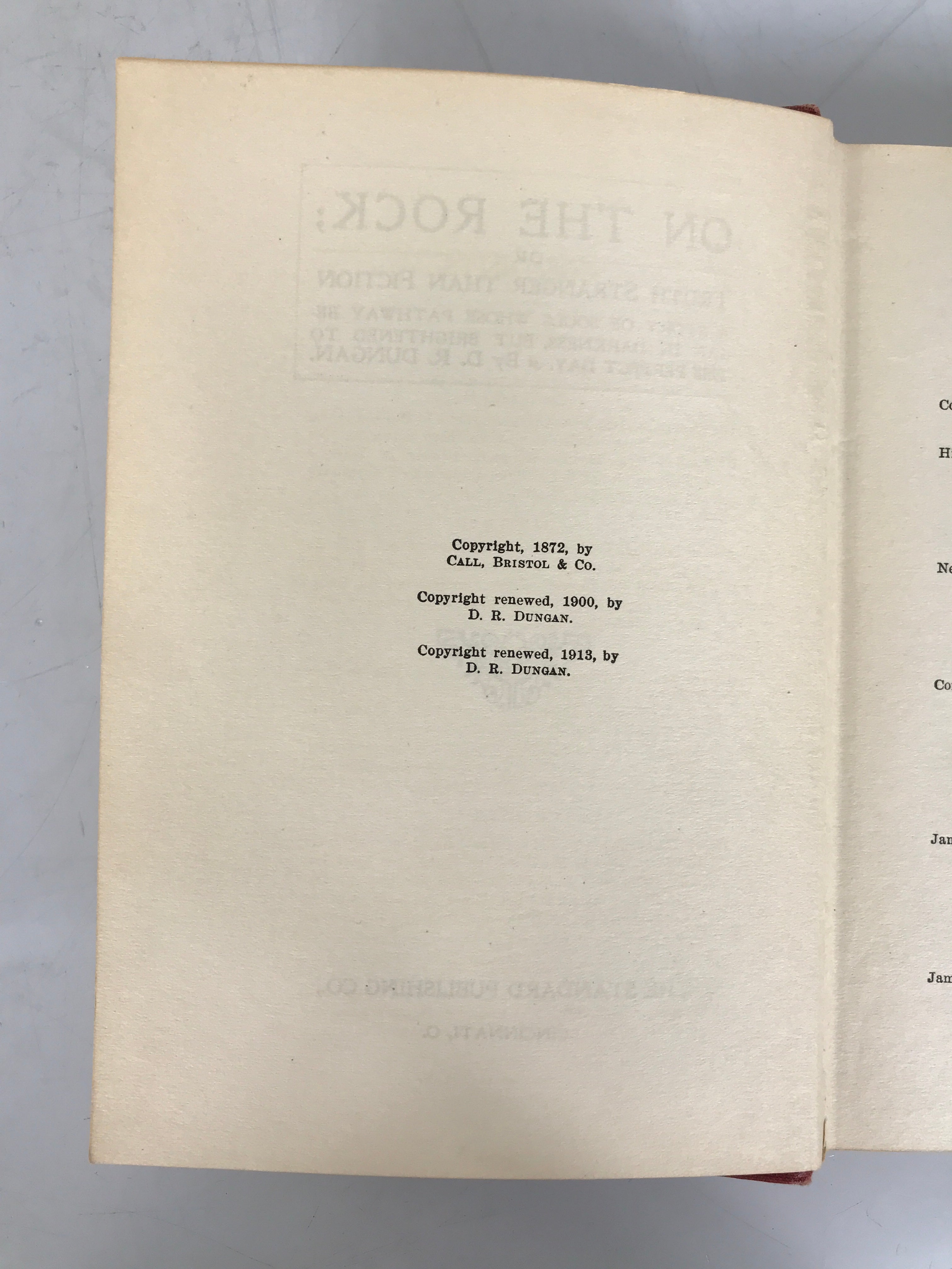 On the Rock; or Truth Stranger Than Fiction D.R. Dungan 1913 HC
