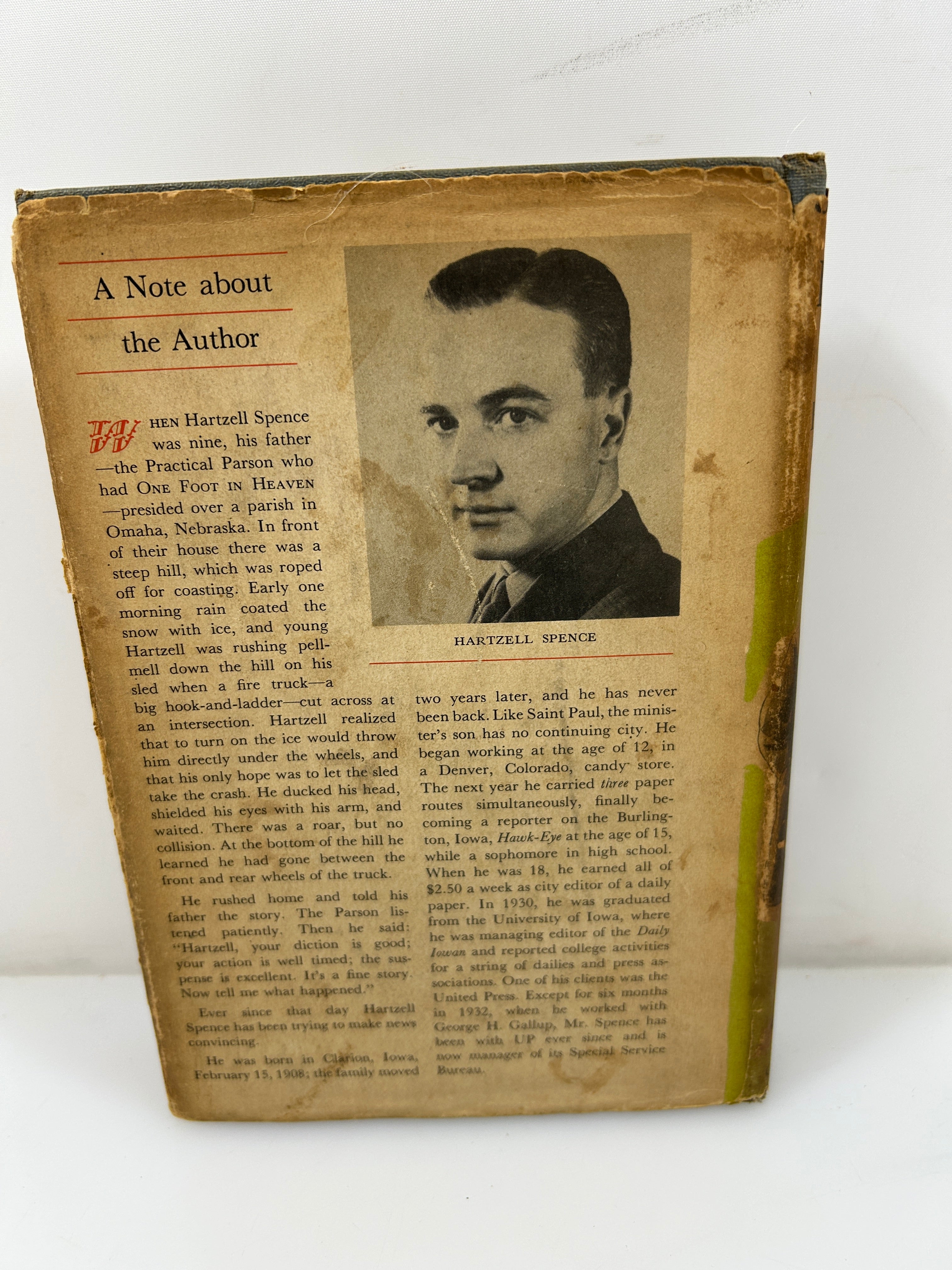 One Foot in Heaven by Hartzell Spence Grosset & Dunlap/Whittlesey House 1940 HCDJ