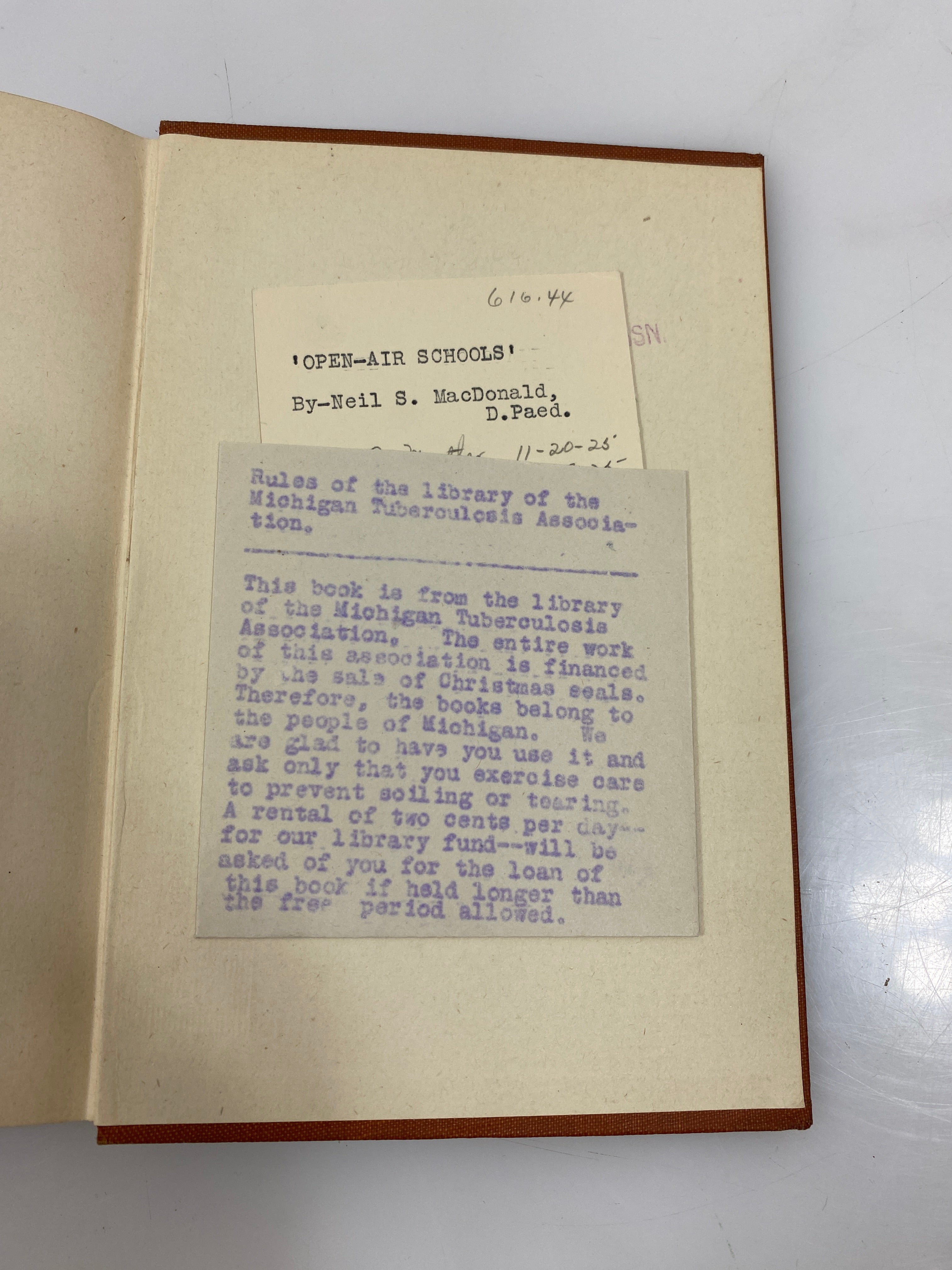 Open-Air Schools by Neil MacDonald Ex-library 1918 HC