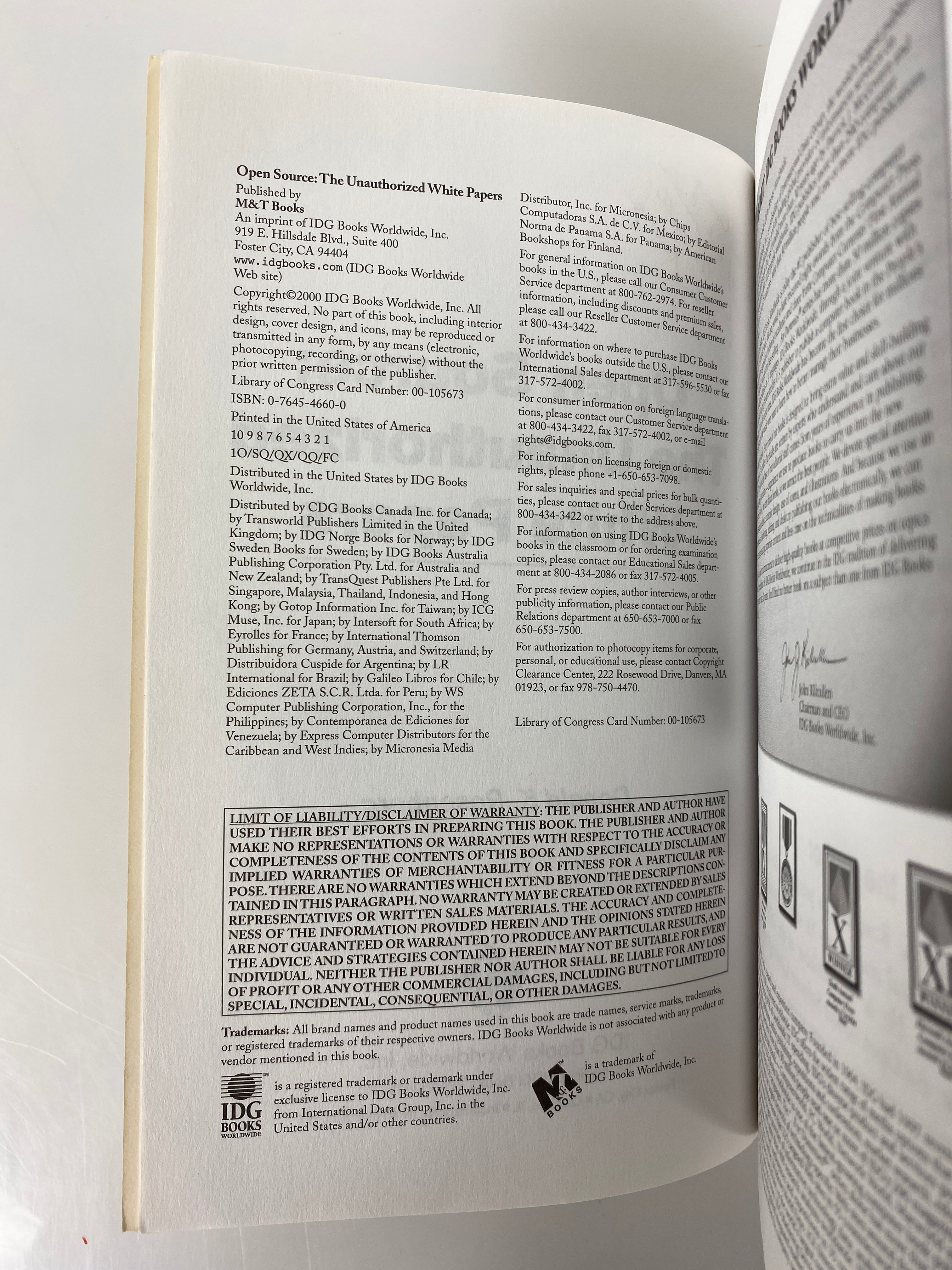 Open Source The Unauthorized White Papers by Rosenberg 2000 Signed SC